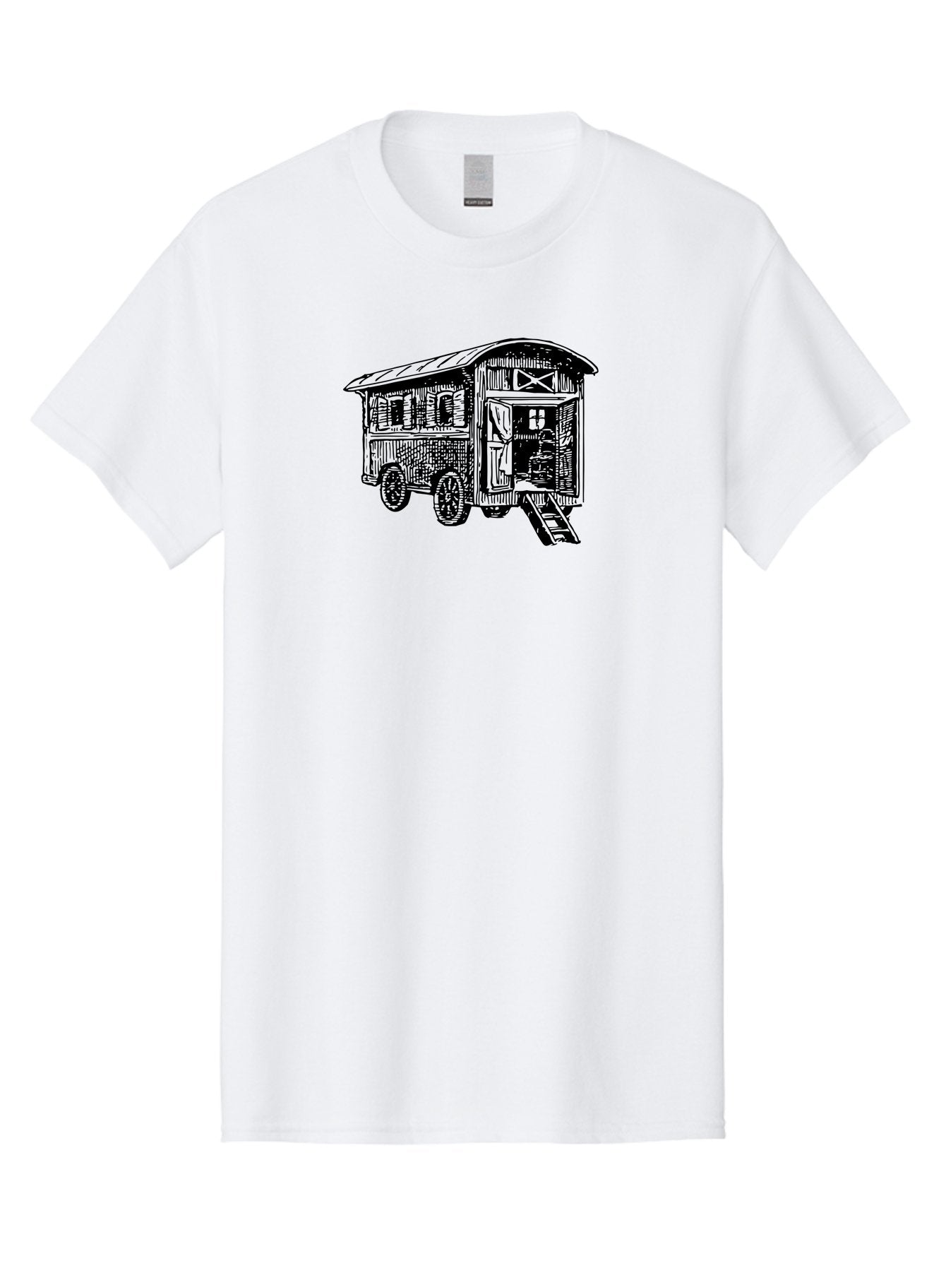 Gypsy-Vardo Men'S Graphic Tee, 100% Cotton, Comfortable Casual Summer Wear, Machine Washable, Gypsy Caravan, Vintage Trailer, Wooden Caravan, Rustic Charm, Travel Trailer, Nomadic Lifestyle, Alternative Living, Bohemian Style Aad791 5