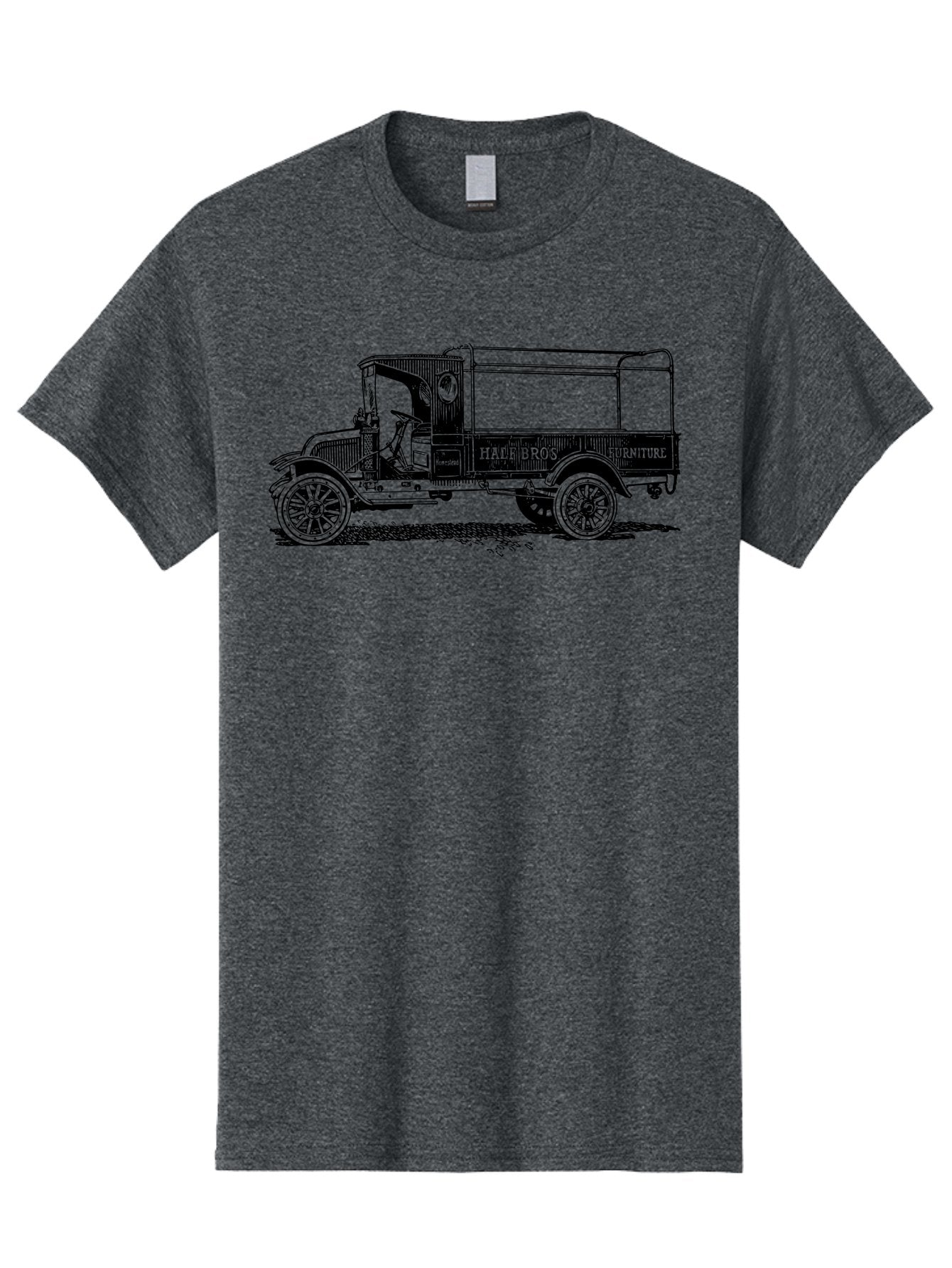 Hall-Bros-Furniture Men'S Graphic Tee, 100% Cotton, Comfortable Casual Summer Wear, Machine Washable, Vintage Truck, Antique Delivery Vehicle, Hale Bros Furniture, Classic Truck Design, Old Truck, Retro Transportation, Furniture Delivery, Aad792 15