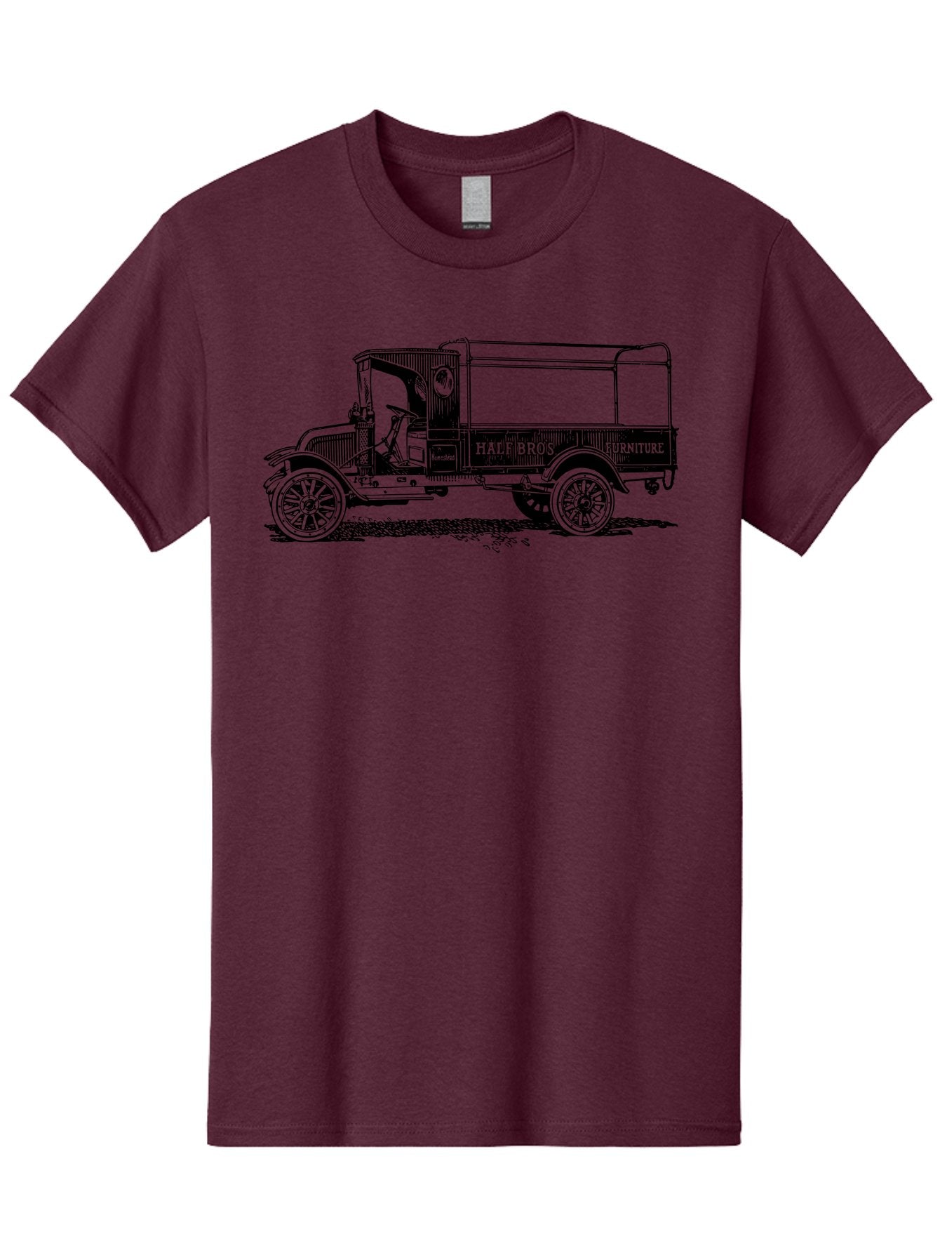 Hall-Bros-Furniture Men'S Graphic Tee, 100% Cotton, Comfortable Casual Summer Wear, Machine Washable, Vintage Truck, Antique Delivery Vehicle, Hale Bros Furniture, Classic Truck Design, Old Truck, Retro Transportation, Furniture Delivery, Aad792 8