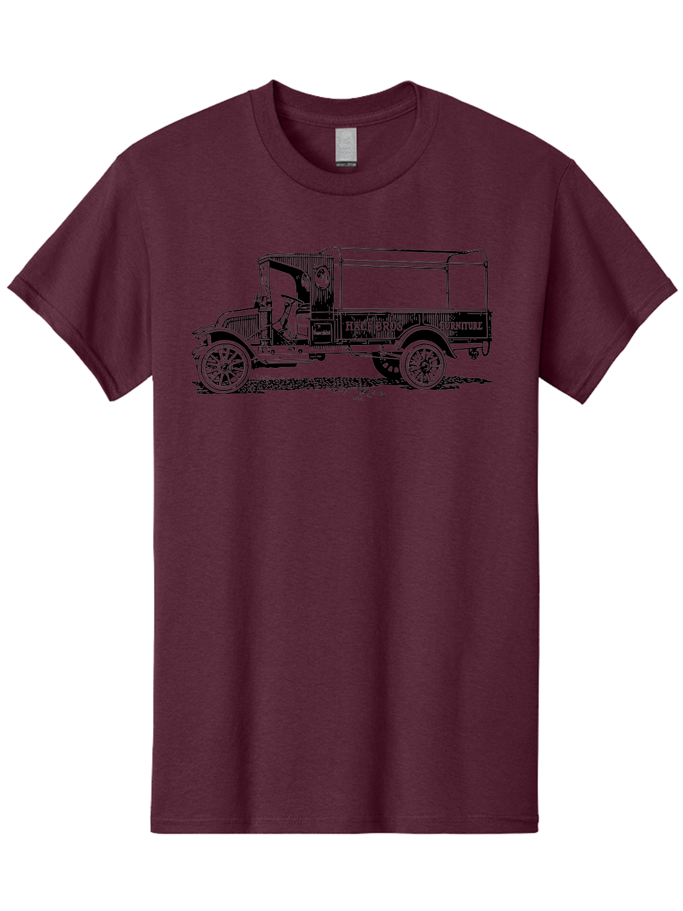 Hall-Bros-Furniture Men'S Graphic Tee, 100% Cotton, Comfortable Casual Summer Wear, Machine Washable, Vintage Truck, Antique Delivery Vehicle, Hale Bros Furniture, Classic Truck Design, Old Truck, Retro Transportation, Furniture Delivery, Aad792 11
