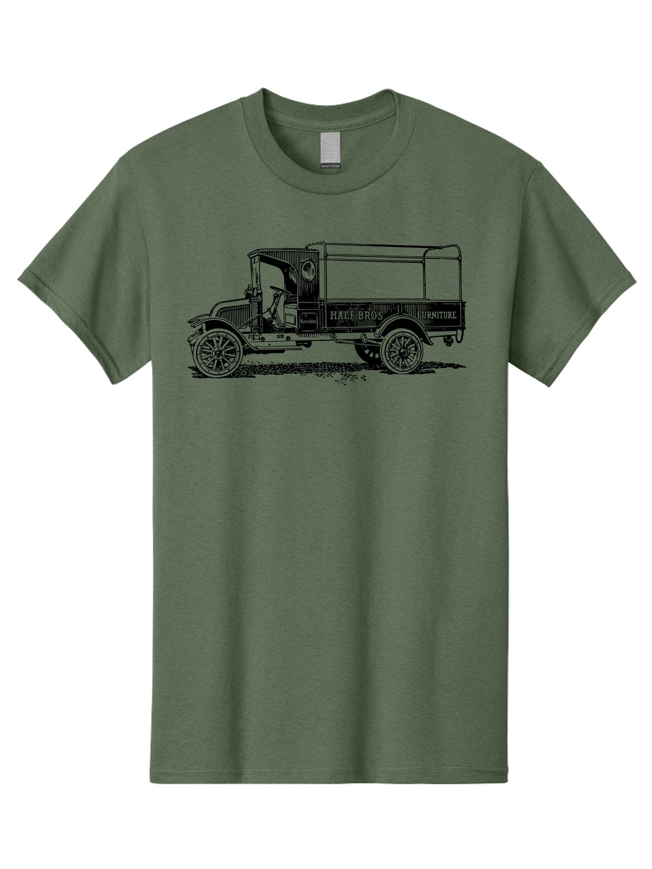 Hall-Bros-Furniture Men'S Graphic Tee, 100% Cotton, Comfortable Casual Summer Wear, Machine Washable, Vintage Truck, Antique Delivery Vehicle, Hale Bros Furniture, Classic Truck Design, Old Truck, Retro Transportation, Furniture Delivery, Aad792 4