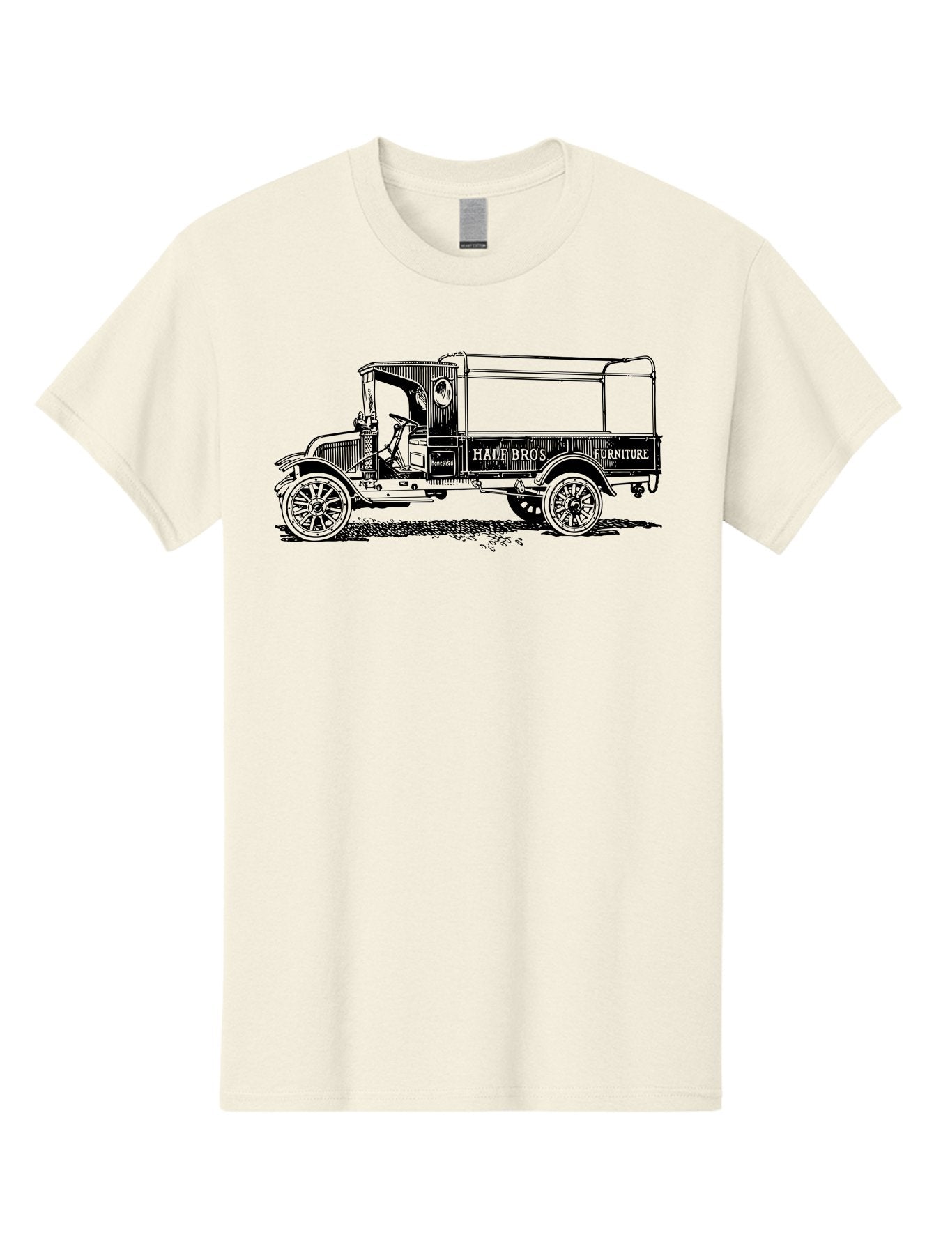 Hall-Bros-Furniture Men'S Graphic Tee, 100% Cotton, Comfortable Casual Summer Wear, Machine Washable, Vintage Truck, Antique Delivery Vehicle, Hale Bros Furniture, Classic Truck Design, Old Truck, Retro Transportation, Furniture Delivery, Aad792 7