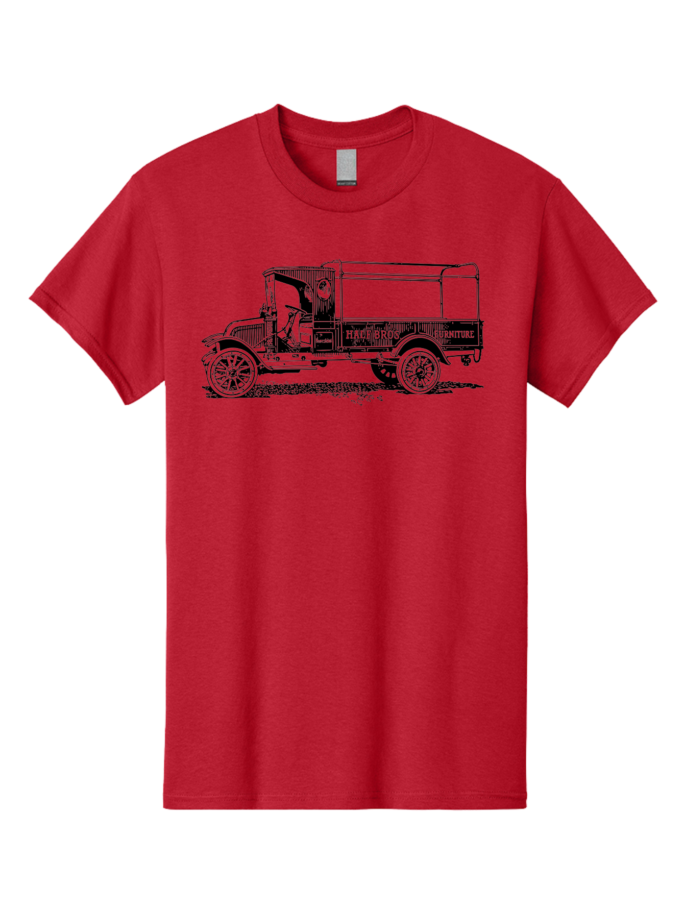 Hall-Bros-Furniture Men'S Graphic Tee, 100% Cotton, Comfortable Casual Summer Wear, Machine Washable, Vintage Truck, Antique Delivery Vehicle, Hale Bros Furniture, Classic Truck Design, Old Truck, Retro Transportation, Furniture Delivery, Aad792 29