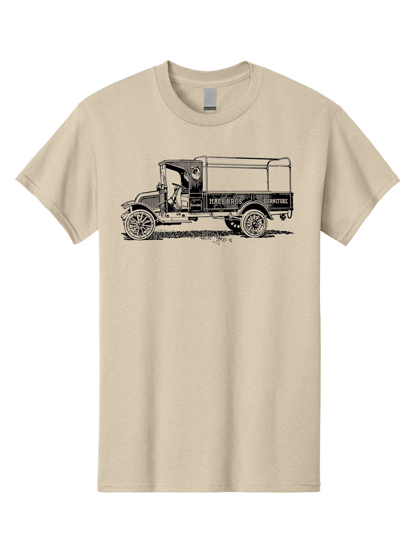Hall-Bros-Furniture Men'S Graphic Tee, 100% Cotton, Comfortable Casual Summer Wear, Machine Washable, Vintage Truck, Antique Delivery Vehicle, Hale Bros Furniture, Classic Truck Design, Old Truck, Retro Transportation, Furniture Delivery, Aad792 21