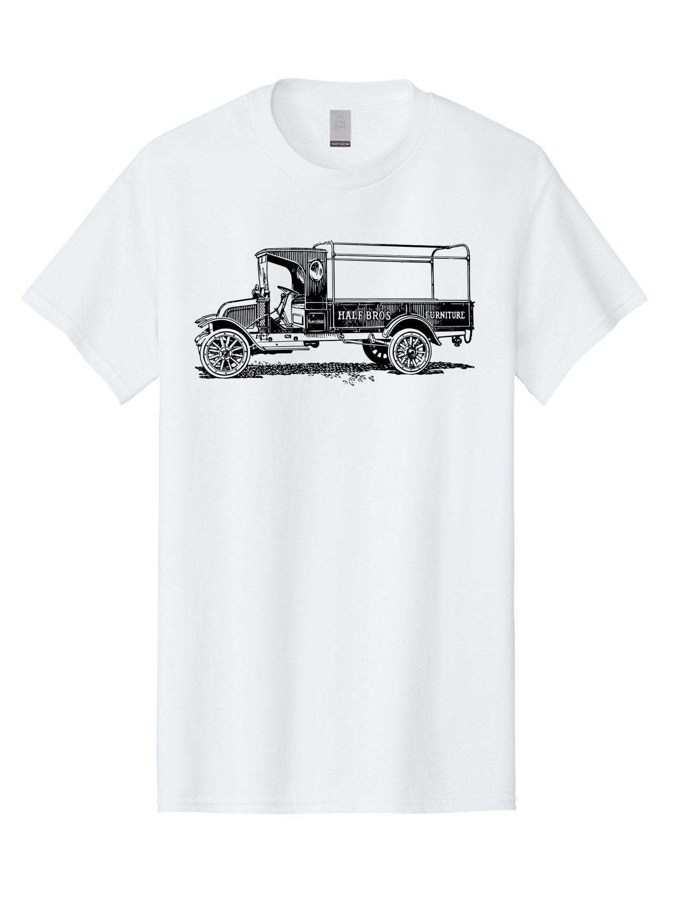 Hall-Bros-Furniture Men'S Graphic Tee, 100% Cotton, Comfortable Casual Summer Wear, Machine Washable, Vintage Truck, Antique Delivery Vehicle, Hale Bros Furniture, Classic Truck Design, Old Truck, Retro Transportation, Furniture Delivery, Aad792 5