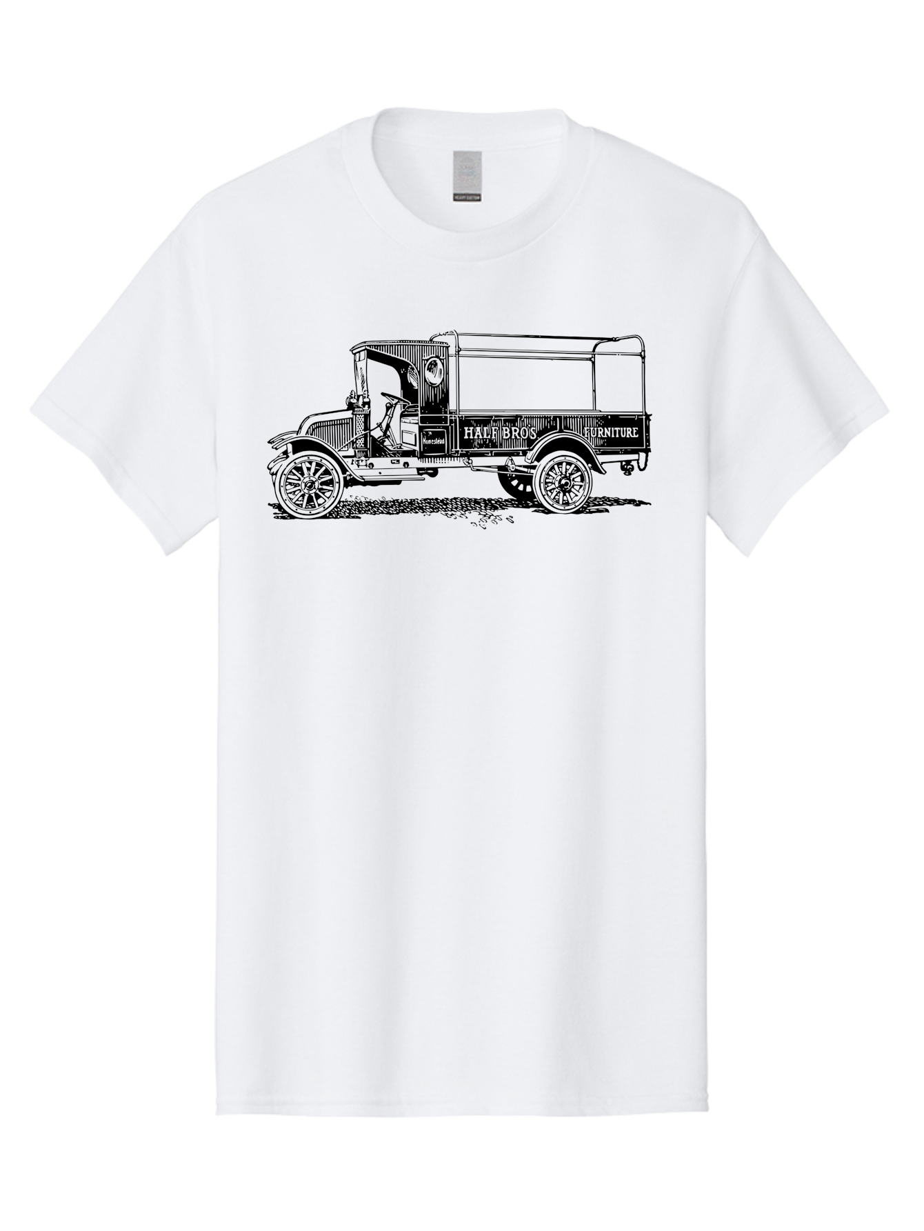 Hall-Bros-Furniture Men'S Graphic Tee, 100% Cotton, Comfortable Casual Summer Wear, Machine Washable, Vintage Truck, Antique Delivery Vehicle, Hale Bros Furniture, Classic Truck Design, Old Truck, Retro Transportation, Furniture Delivery, Aad792 15
