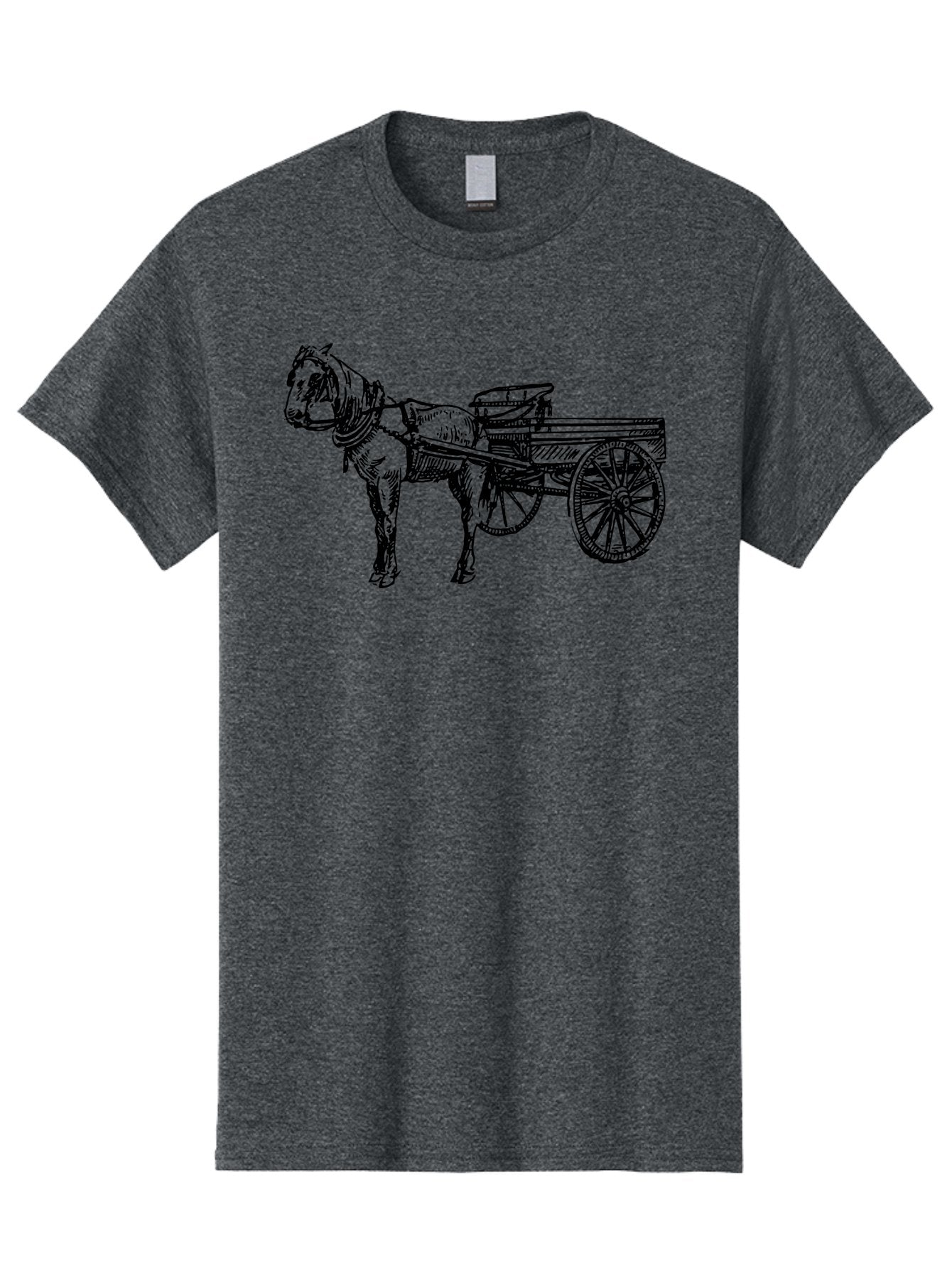 Horse-And-Cart Men'S Graphic Tee, 100% Cotton, Comfortable Casual Summer Wear, Machine Washable, Horse Drawn Cart, Vintage Transportation, Traditional Carriage, Horse Harness, Wooden Cart Wheels, Classic Illustration, Historical Vehicle, Aad793 8