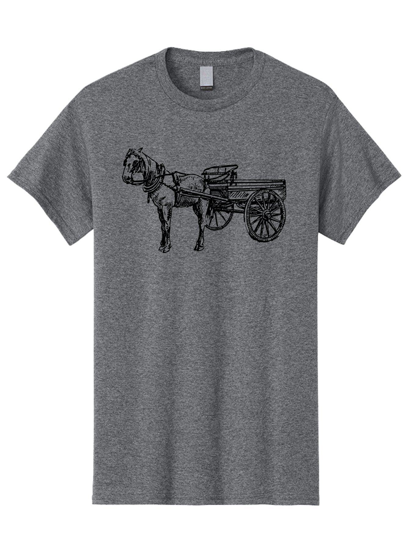 Horse-And-Cart Men'S Graphic Tee, 100% Cotton, Comfortable Casual Summer Wear, Machine Washable, Horse Drawn Cart, Vintage Transportation, Traditional Carriage, Horse Harness, Wooden Cart Wheels, Classic Illustration, Historical Vehicle, Aad793 5