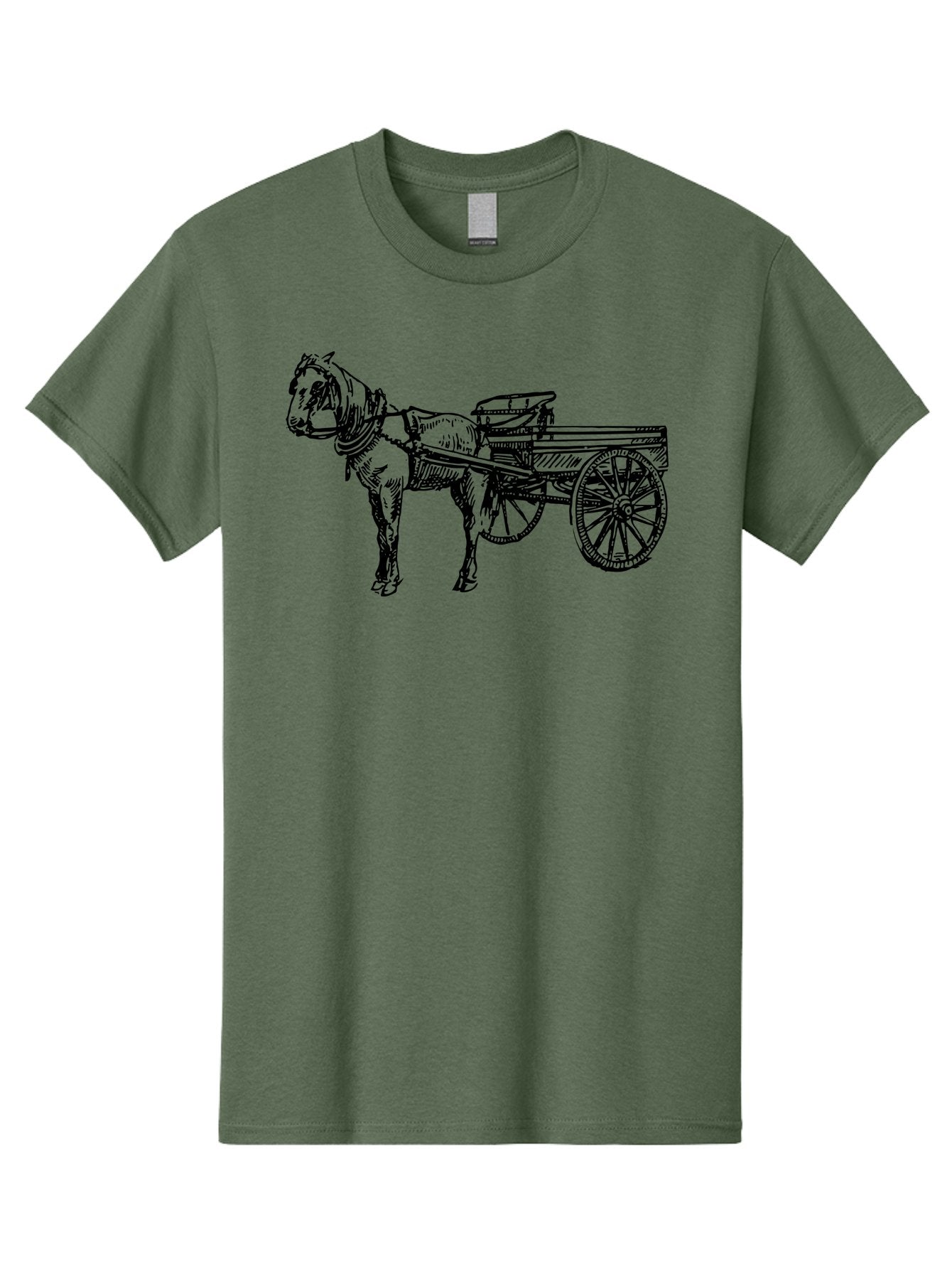 Horse-And-Cart Men'S Graphic Tee, 100% Cotton, Comfortable Casual Summer Wear, Machine Washable, Horse Drawn Cart, Vintage Transportation, Traditional Carriage, Horse Harness, Wooden Cart Wheels, Classic Illustration, Historical Vehicle, Aad793 4