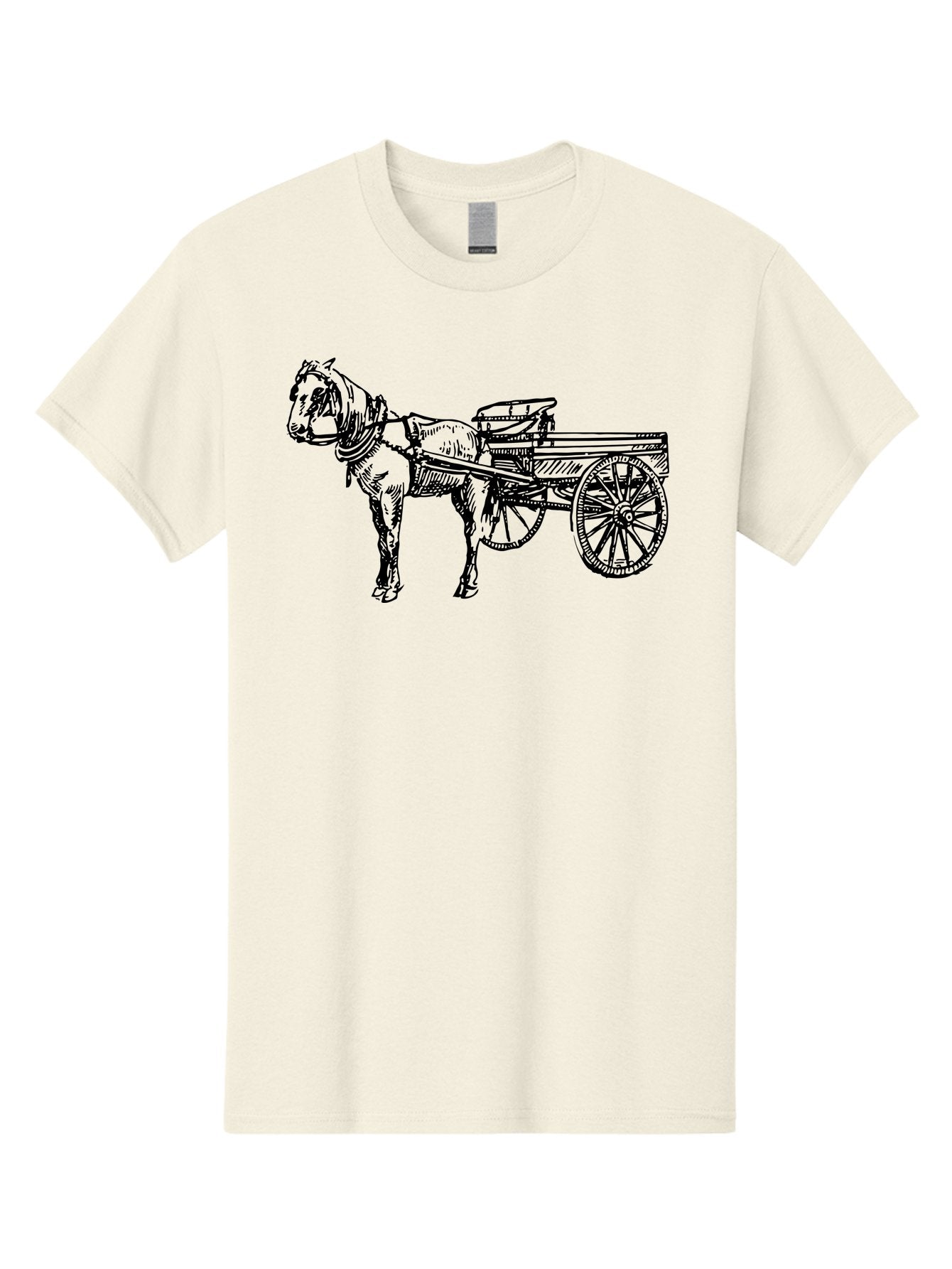 Horse-And-Cart Men'S Graphic Tee, 100% Cotton, Comfortable Casual Summer Wear, Machine Washable, Horse Drawn Cart, Vintage Transportation, Traditional Carriage, Horse Harness, Wooden Cart Wheels, Classic Illustration, Historical Vehicle, Aad793 6