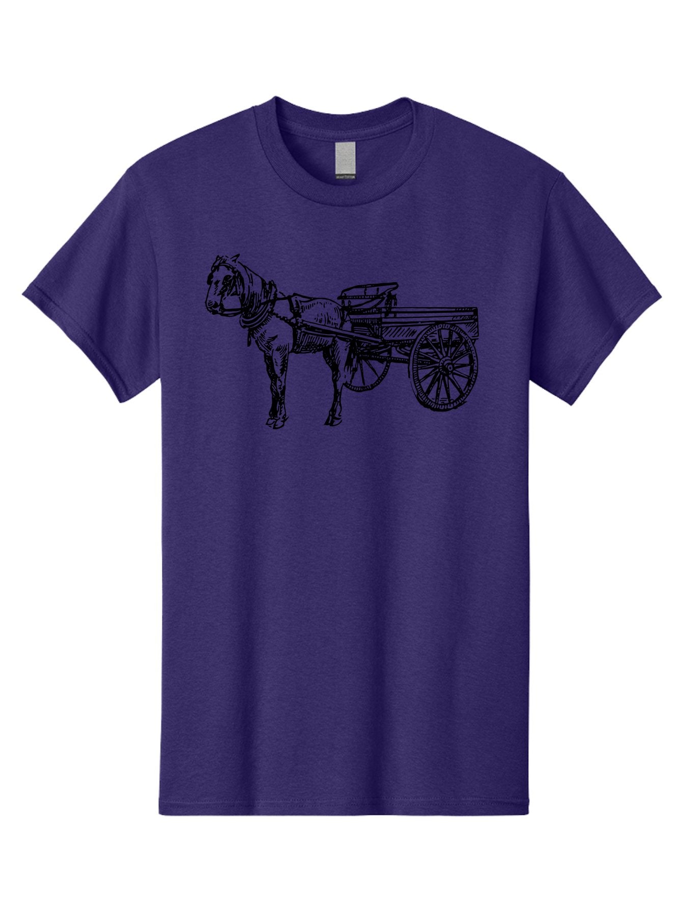 Horse-And-Cart Men'S Graphic Tee, 100% Cotton, Comfortable Casual Summer Wear, Machine Washable, Horse Drawn Cart, Vintage Transportation, Traditional Carriage, Horse Harness, Wooden Cart Wheels, Classic Illustration, Historical Vehicle, Aad793 7