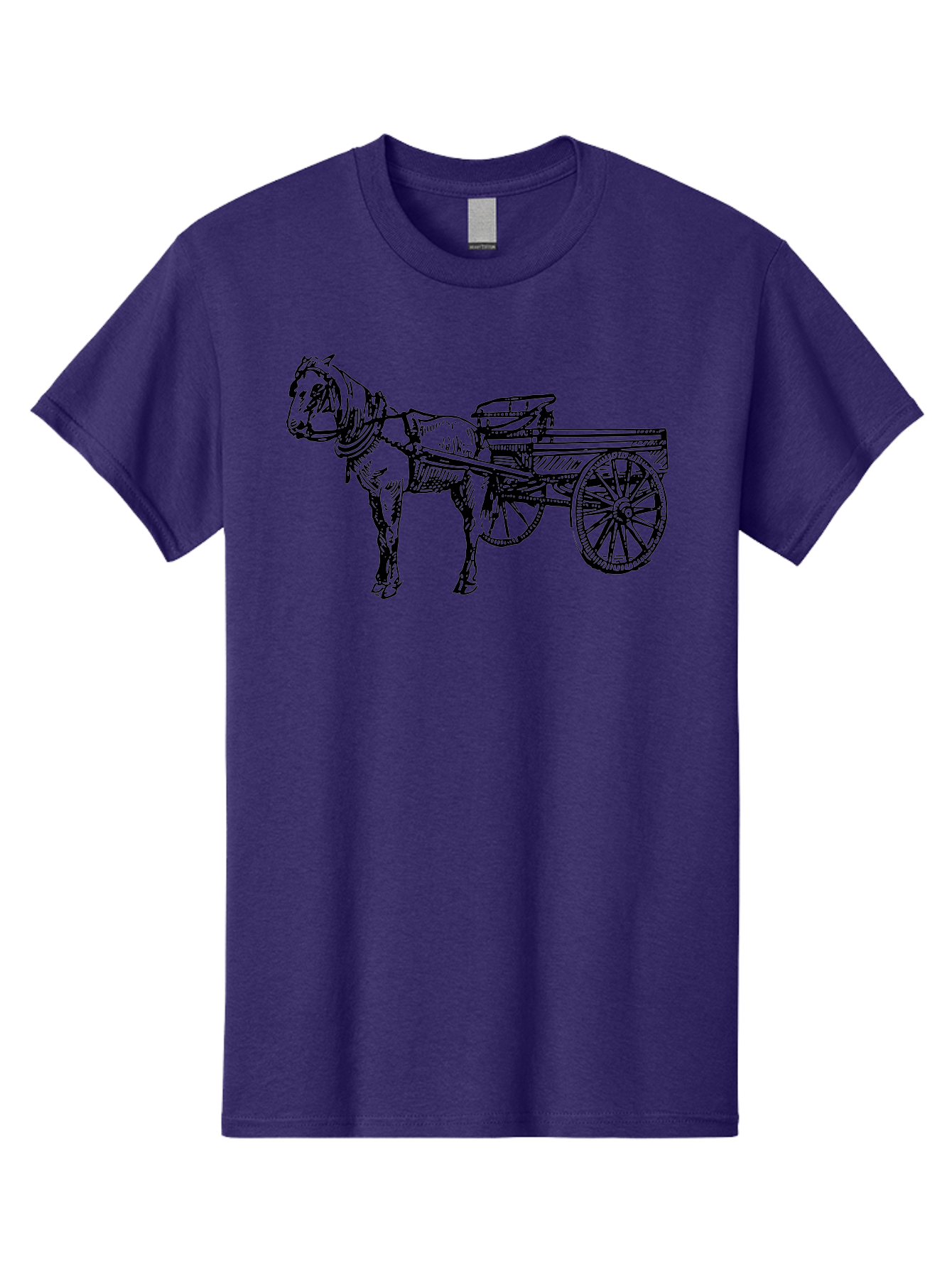 Horse-And-Cart Men'S Graphic Tee, 100% Cotton, Comfortable Casual Summer Wear, Machine Washable, Horse Drawn Cart, Vintage Transportation, Traditional Carriage, Horse Harness, Wooden Cart Wheels, Classic Illustration, Historical Vehicle, Aad793 25