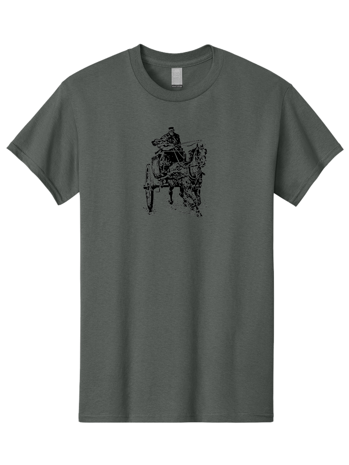 Horse-Drawn-Cart-1 Men'S Graphic Tee, 100% Cotton, Comfortable Casual Summer Wear, Machine Washable, Horse Drawn Carriage, Vintage Transportation, Horse Riding, Old-Fashioned Travel, Carriage Ride, Equestrian Art, Classic Illustration, Aad794
