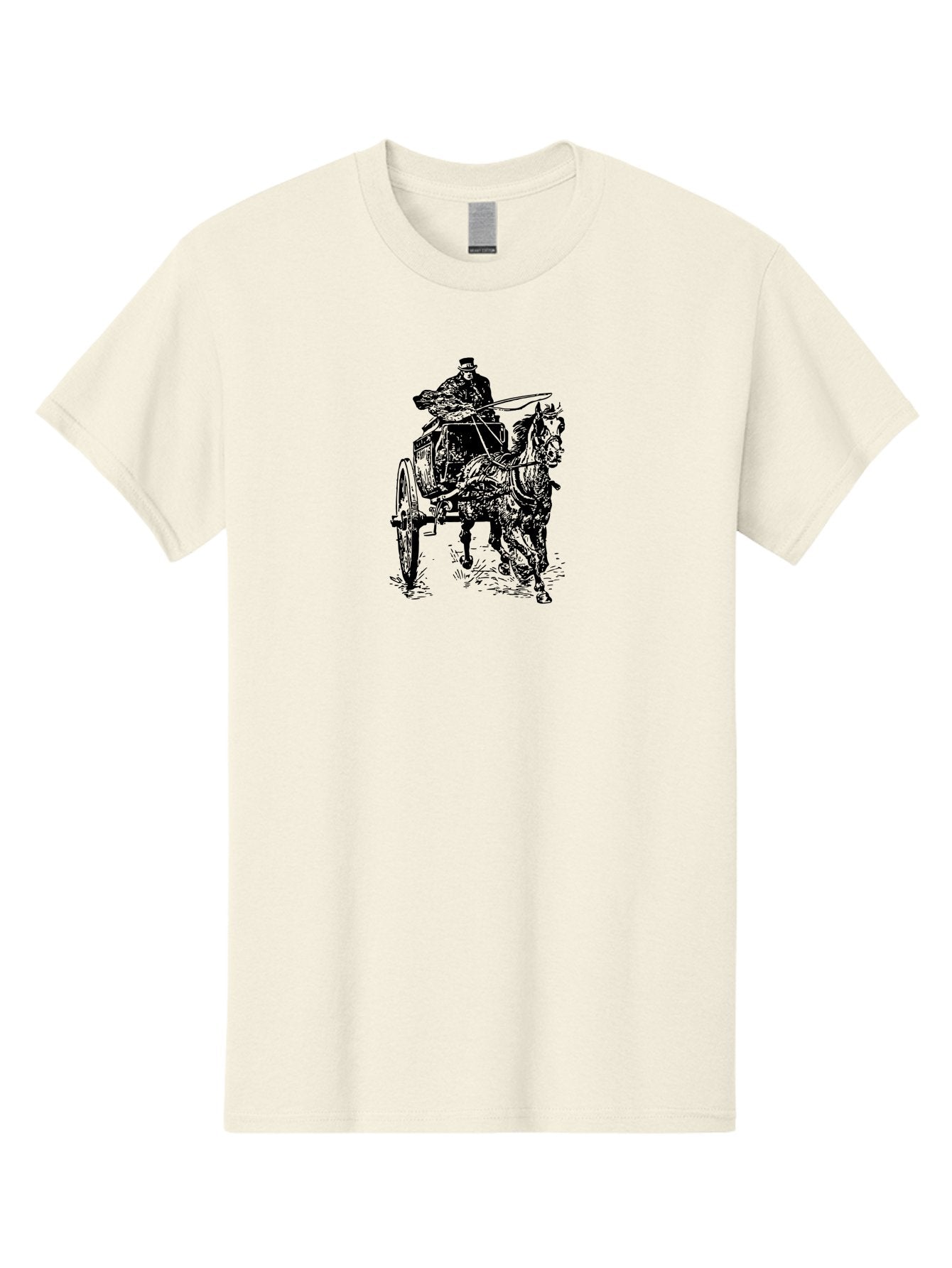 Horse-Drawn-Cart-1 Men'S Graphic Tee, 100% Cotton, Comfortable Casual Summer Wear, Machine Washable, Horse Drawn Carriage, Vintage Transportation, Horse Riding, Old-Fashioned Travel, Carriage Ride, Equestrian Art, Classic Illustration, Aad794