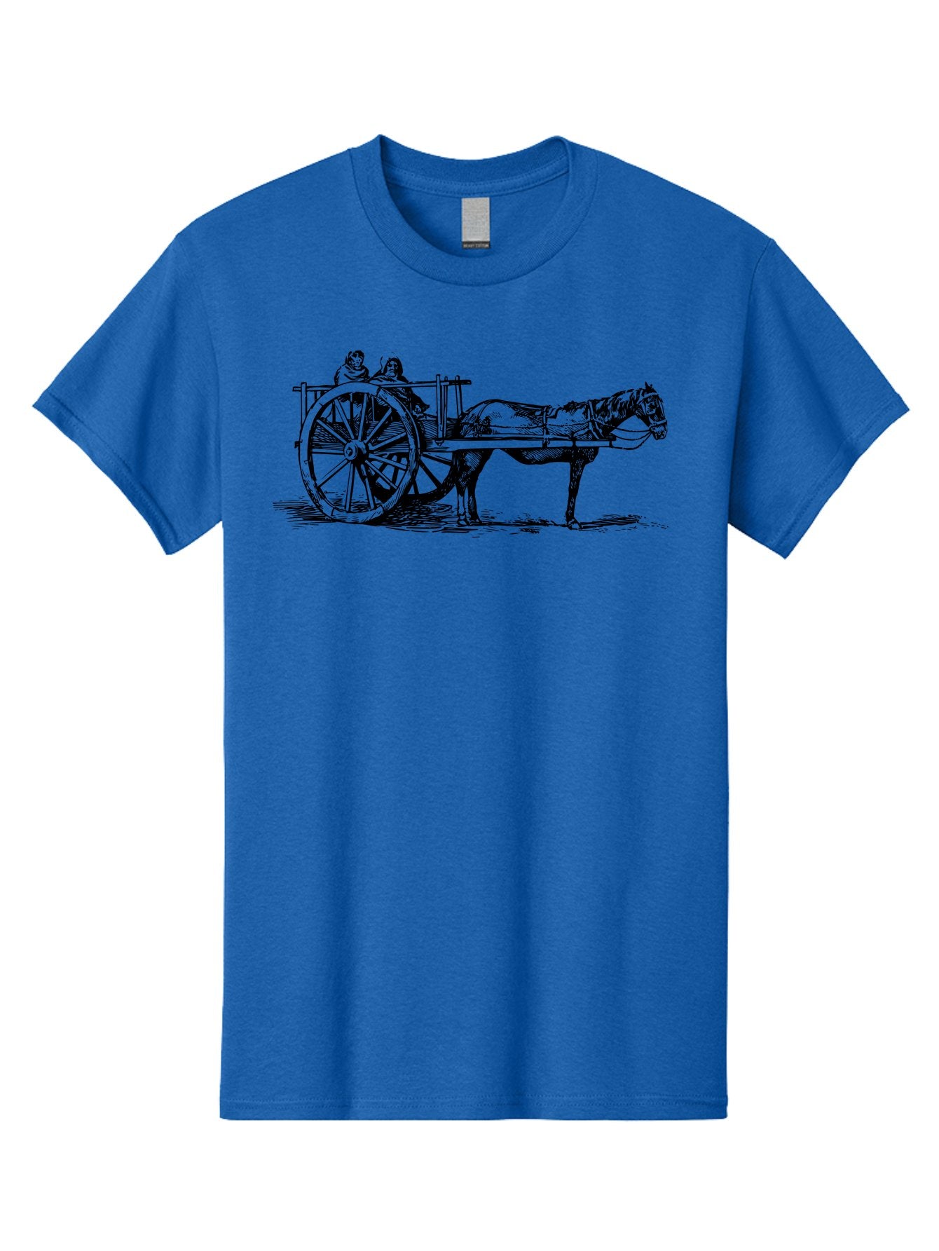 Horse-Drawn-Cart Men'S Graphic Tee, 100% Cotton, Comfortable Casual Summer Wear, Machine Washable, Vintage Horse Cart, Horse Drawn Carriage, Traditional Transportation, Classic Cart Illustration, Horse And Carriage, People Riding Cart, Aad795 10
