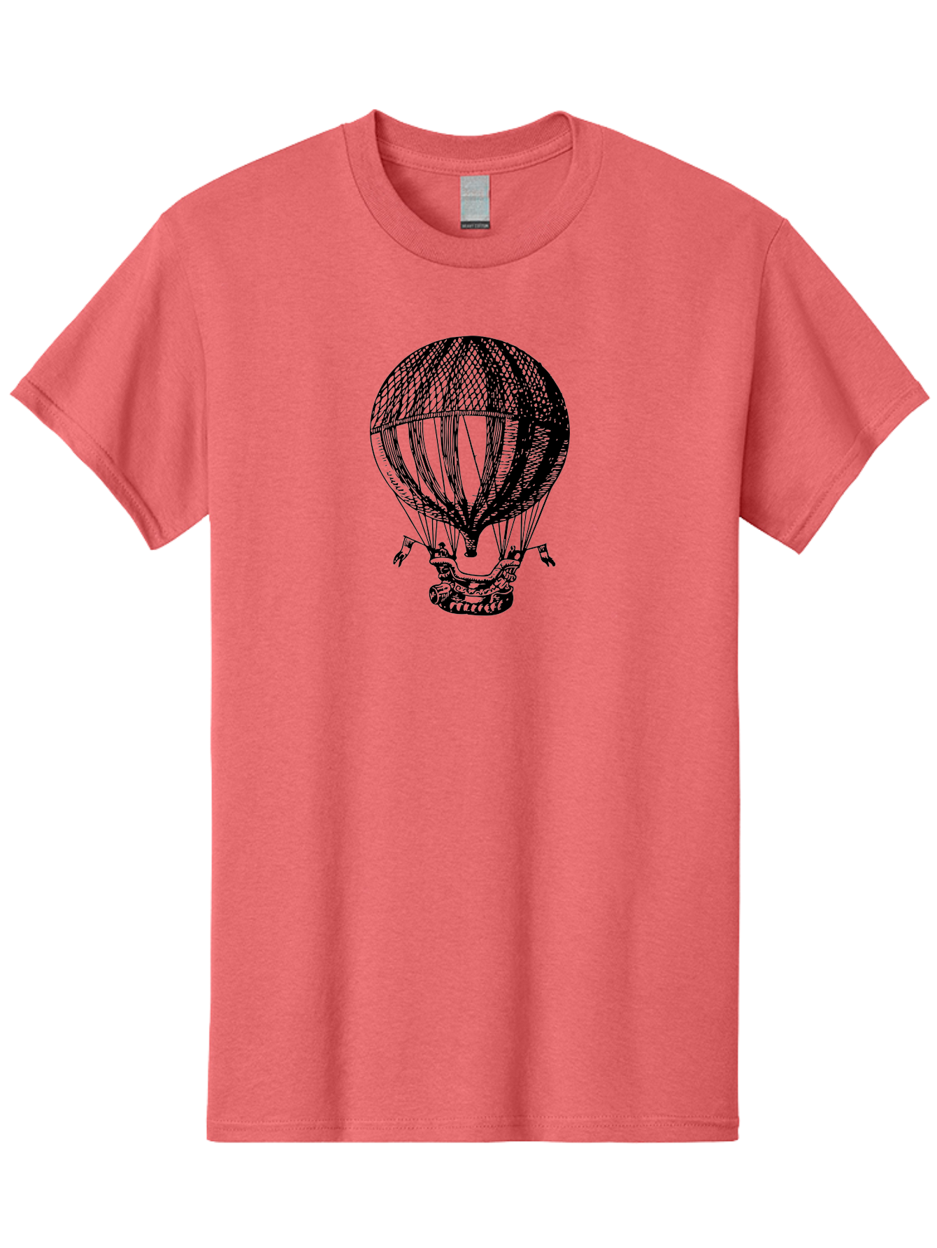Hot-Air-Balloon-1 Men'S Graphic Tee, 100% Cotton, Comfortable Casual Summer Wear, Machine Washable, Vintage Hot Air Balloon, Retro Illustration, Adventurous Flight, Historic Aircraft, Flying High, Serene Landscape, Nostalgic Feel, Classic Art Aad796 13
