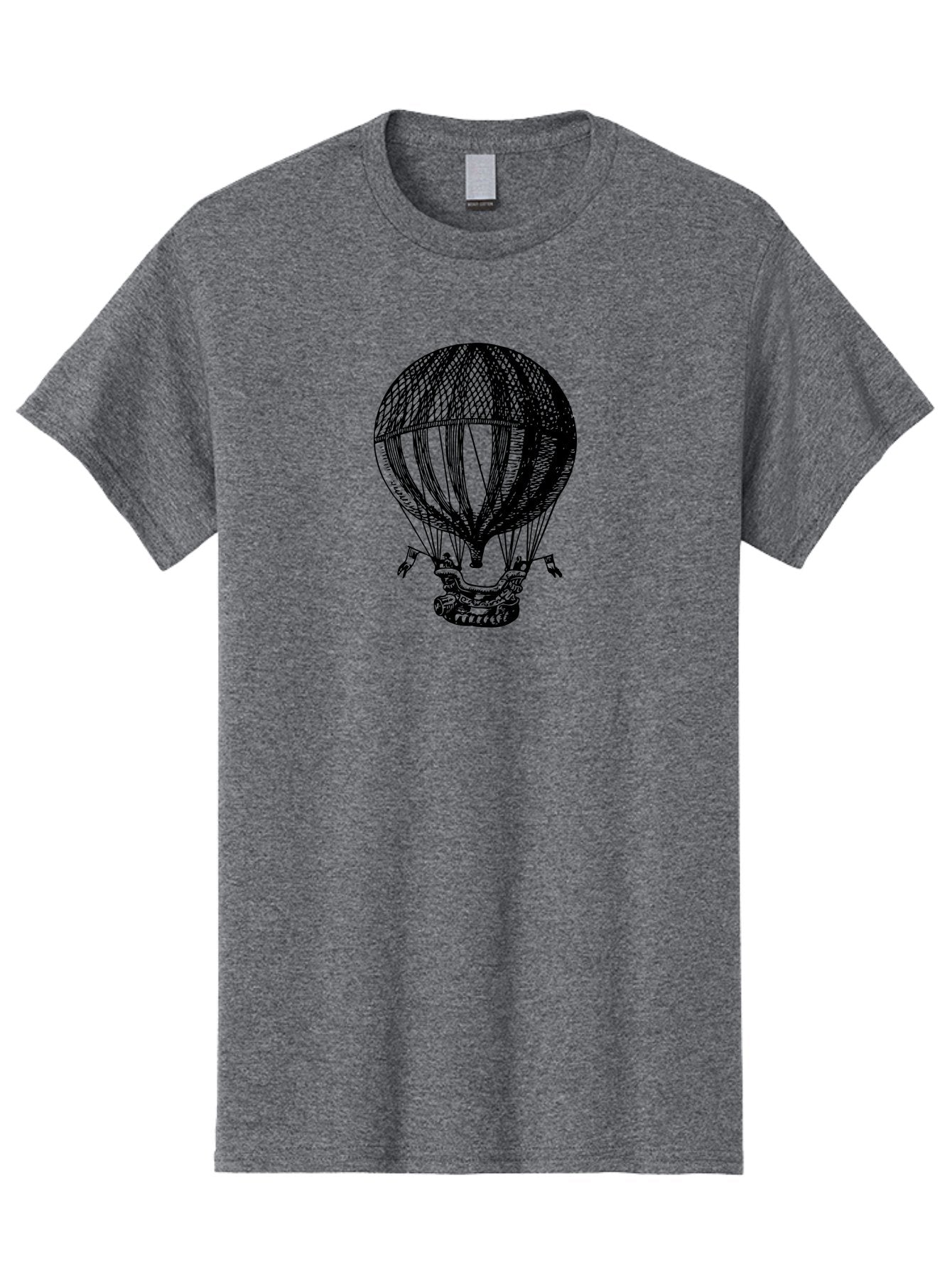 Hot-Air-Balloon-1 Men'S Graphic Tee, 100% Cotton, Comfortable Casual Summer Wear, Machine Washable, Vintage Hot Air Balloon, Retro Illustration, Adventurous Flight, Historic Aircraft, Flying High, Serene Landscape, Nostalgic Feel, Classic Art Aad796 4
