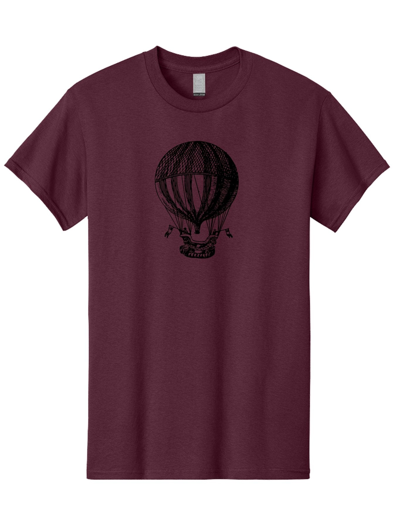 Hot-Air-Balloon-1 Men'S Graphic Tee, 100% Cotton, Comfortable Casual Summer Wear, Machine Washable, Vintage Hot Air Balloon, Retro Illustration, Adventurous Flight, Historic Aircraft, Flying High, Serene Landscape, Nostalgic Feel, Classic Art Aad796 10
