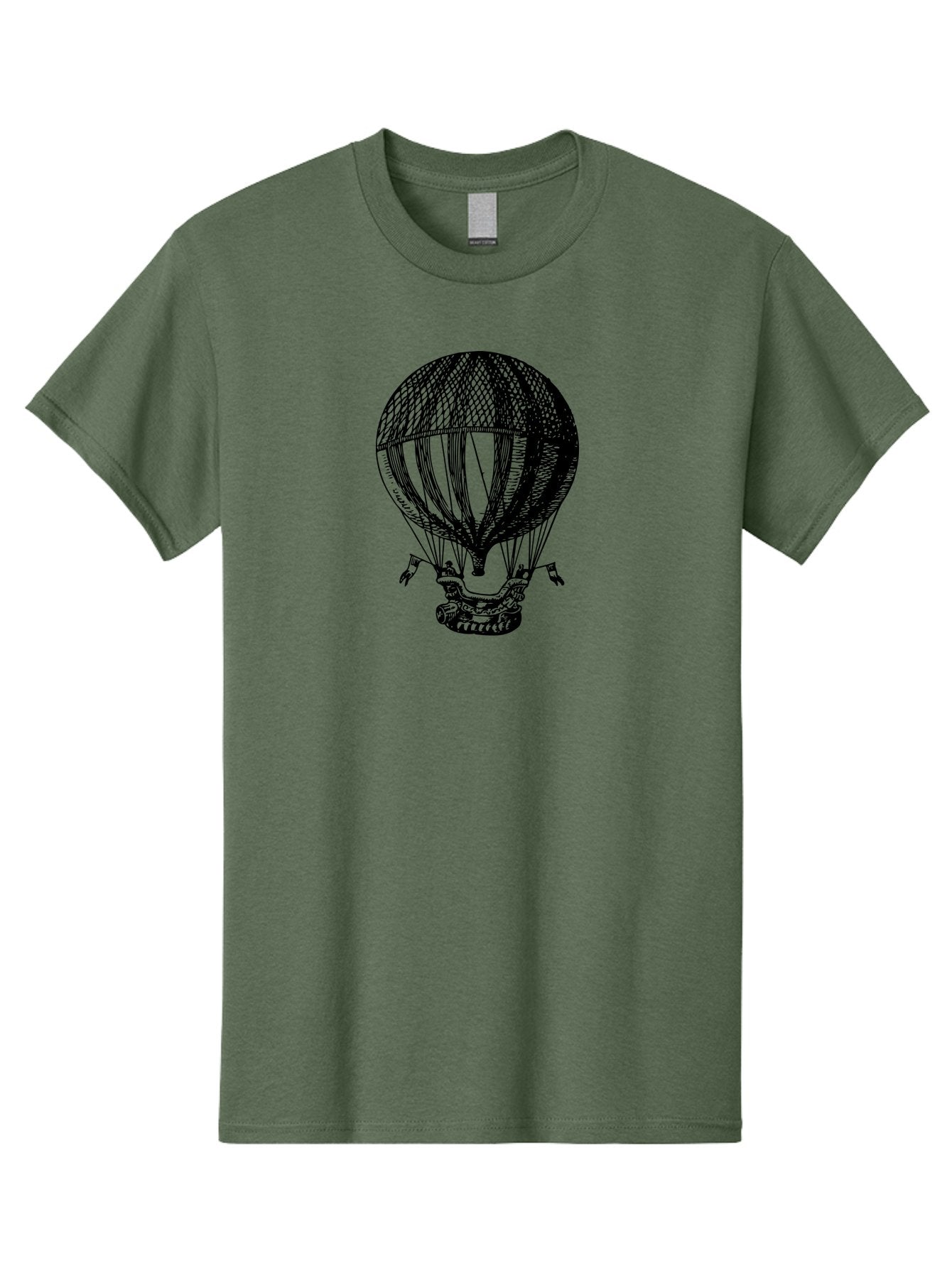 Hot-Air-Balloon-1 Men'S Graphic Tee, 100% Cotton, Comfortable Casual Summer Wear, Machine Washable, Vintage Hot Air Balloon, Retro Illustration, Adventurous Flight, Historic Aircraft, Flying High, Serene Landscape, Nostalgic Feel, Classic Art Aad796 15