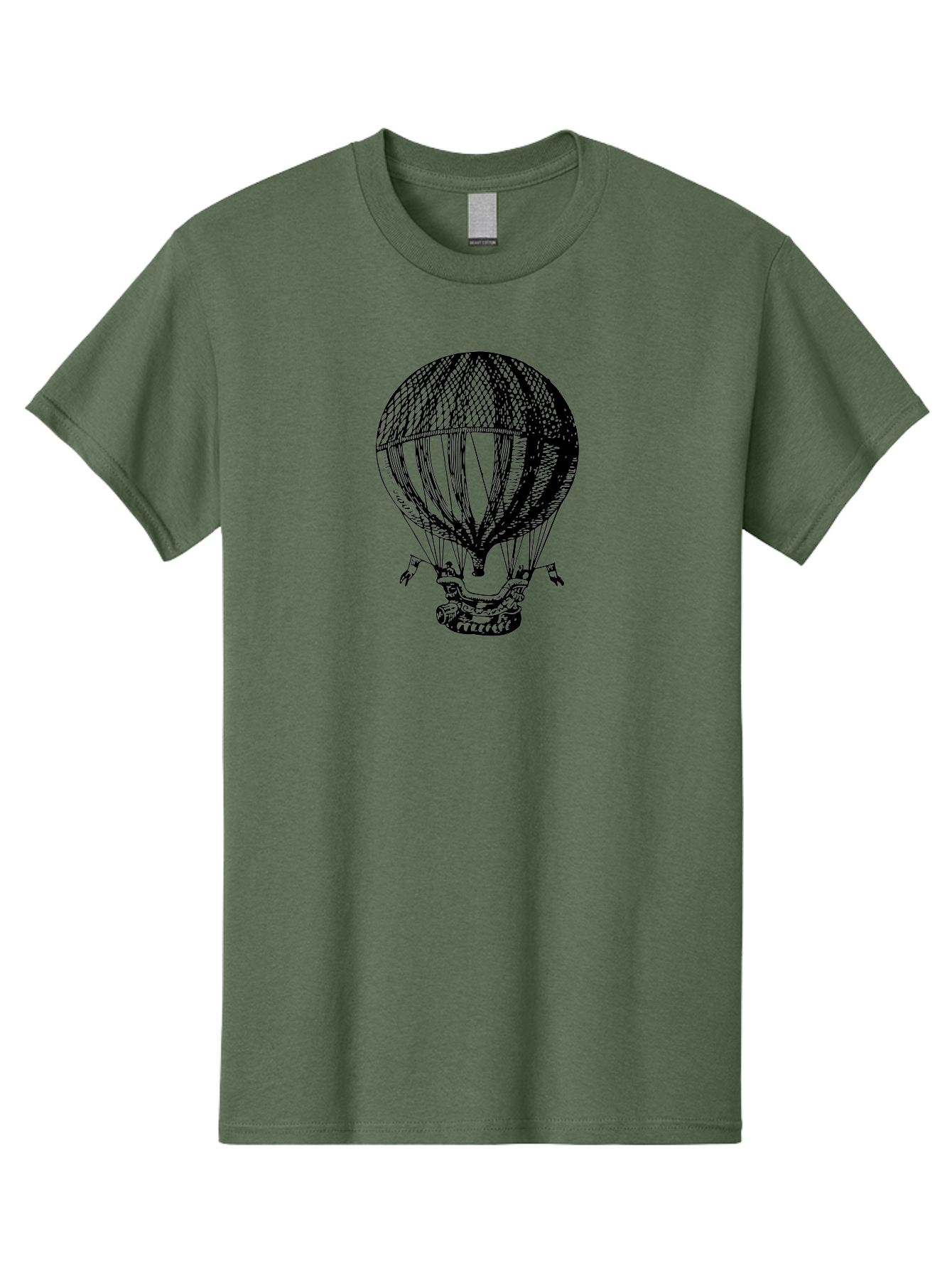 Hot-Air-Balloon-1 Men'S Graphic Tee, 100% Cotton, Comfortable Casual Summer Wear, Machine Washable, Vintage Hot Air Balloon, Retro Illustration, Adventurous Flight, Historic Aircraft, Flying High, Serene Landscape, Nostalgic Feel, Classic Art Aad796