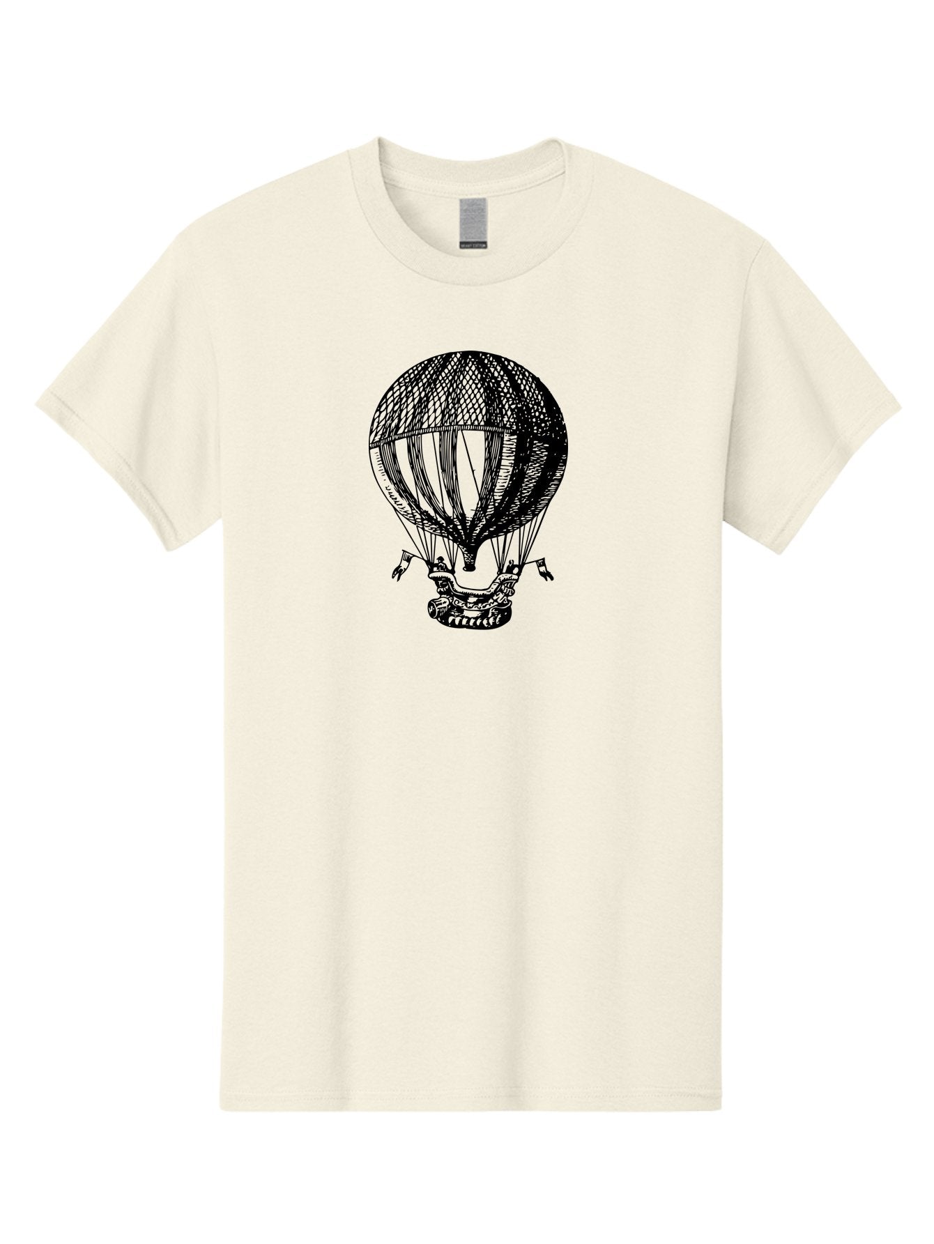 Hot-Air-Balloon-1 Men'S Graphic Tee, 100% Cotton, Comfortable Casual Summer Wear, Machine Washable, Vintage Hot Air Balloon, Retro Illustration, Adventurous Flight, Historic Aircraft, Flying High, Serene Landscape, Nostalgic Feel, Classic Art Aad796 5
