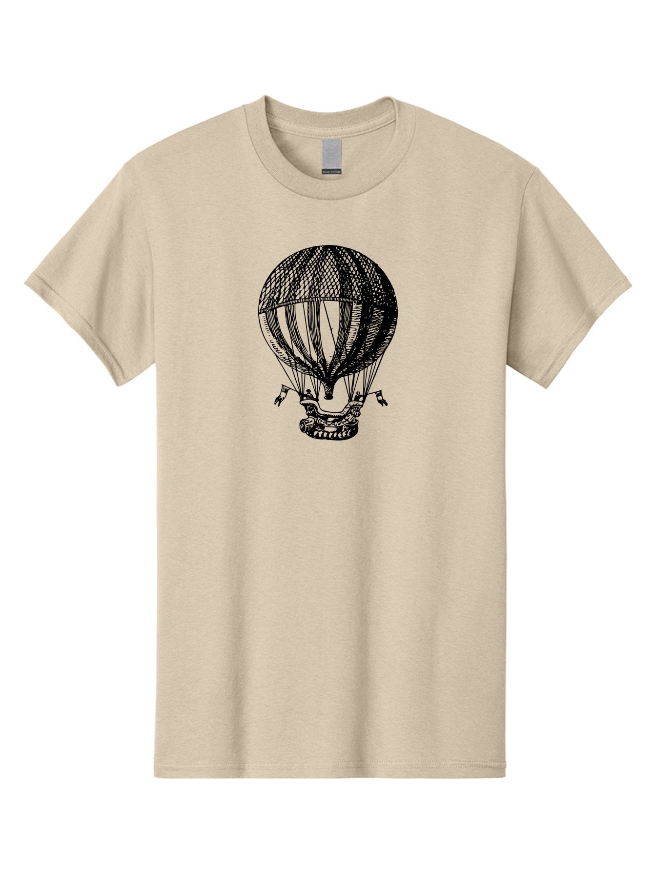 Hot-Air-Balloon-1 Men'S Graphic Tee, 100% Cotton, Comfortable Casual Summer Wear, Machine Washable, Vintage Hot Air Balloon, Retro Illustration, Adventurous Flight, Historic Aircraft, Flying High, Serene Landscape, Nostalgic Feel, Classic Art Aad796 8