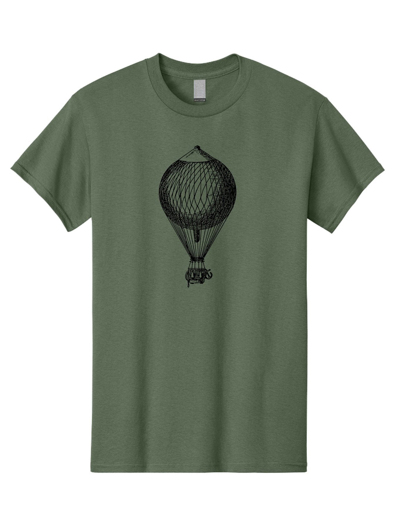 Hot-Air-Balloon Men'S Graphic Tee, 100% Cotton, Comfortable Casual Summer Wear, Machine Washable, Hot Air Balloon, Vintage Illustration, Black And White Graphic, Aerostat, Flight Technology, Historic Aircraft, Intricate Details, Wireframe Art Aad797 6