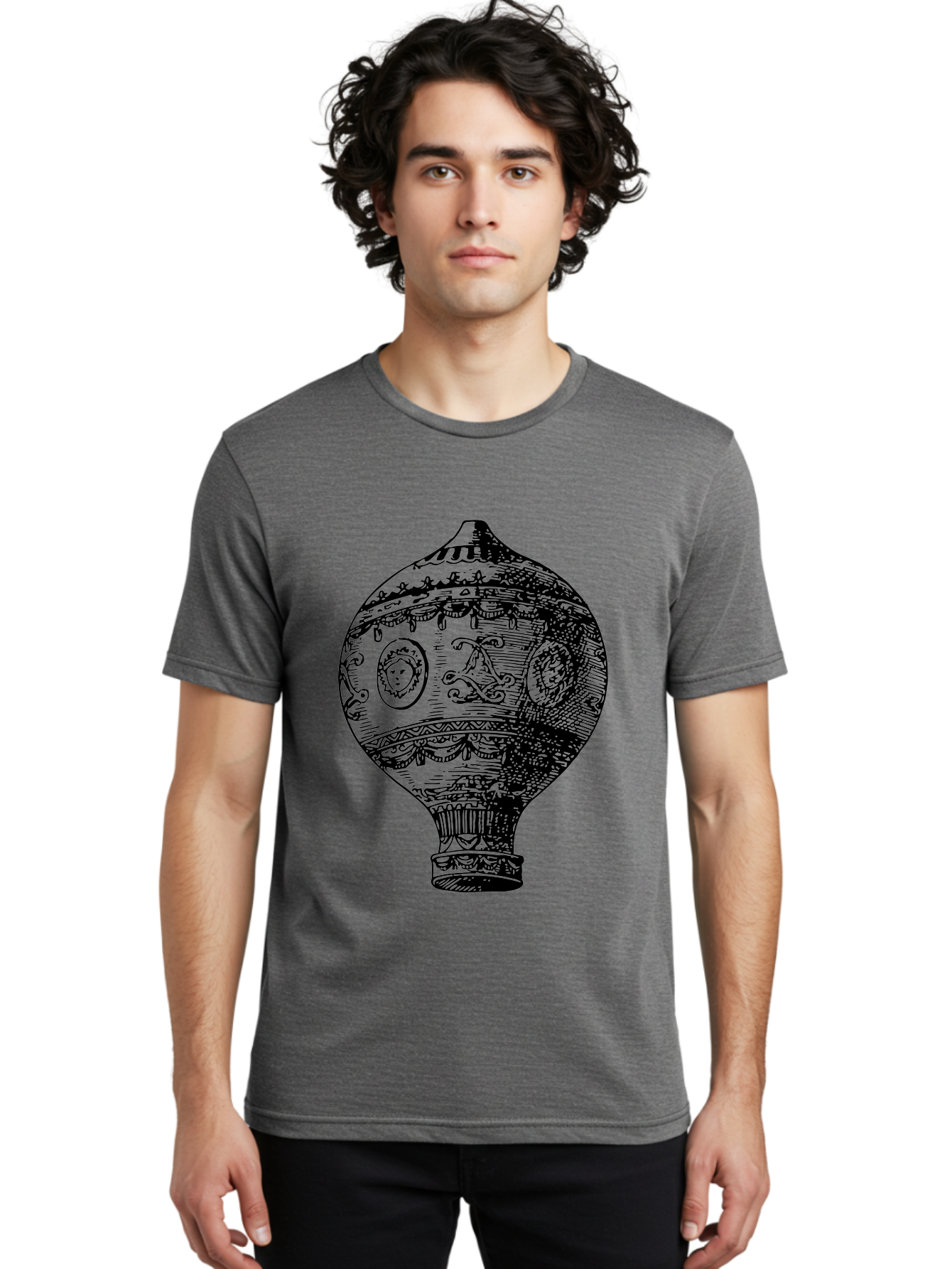 Ornate-Vase Men'S Graphic Tee, 100% Cotton, Comfortable Casual Summer Wear, Machine Washable, Perfume Bottle, Vintage Bottle, Ornate Design, Black Illustration, Decorative Art, Antique Style, Luxury Fragrance, Intricate Details, Aad799 24