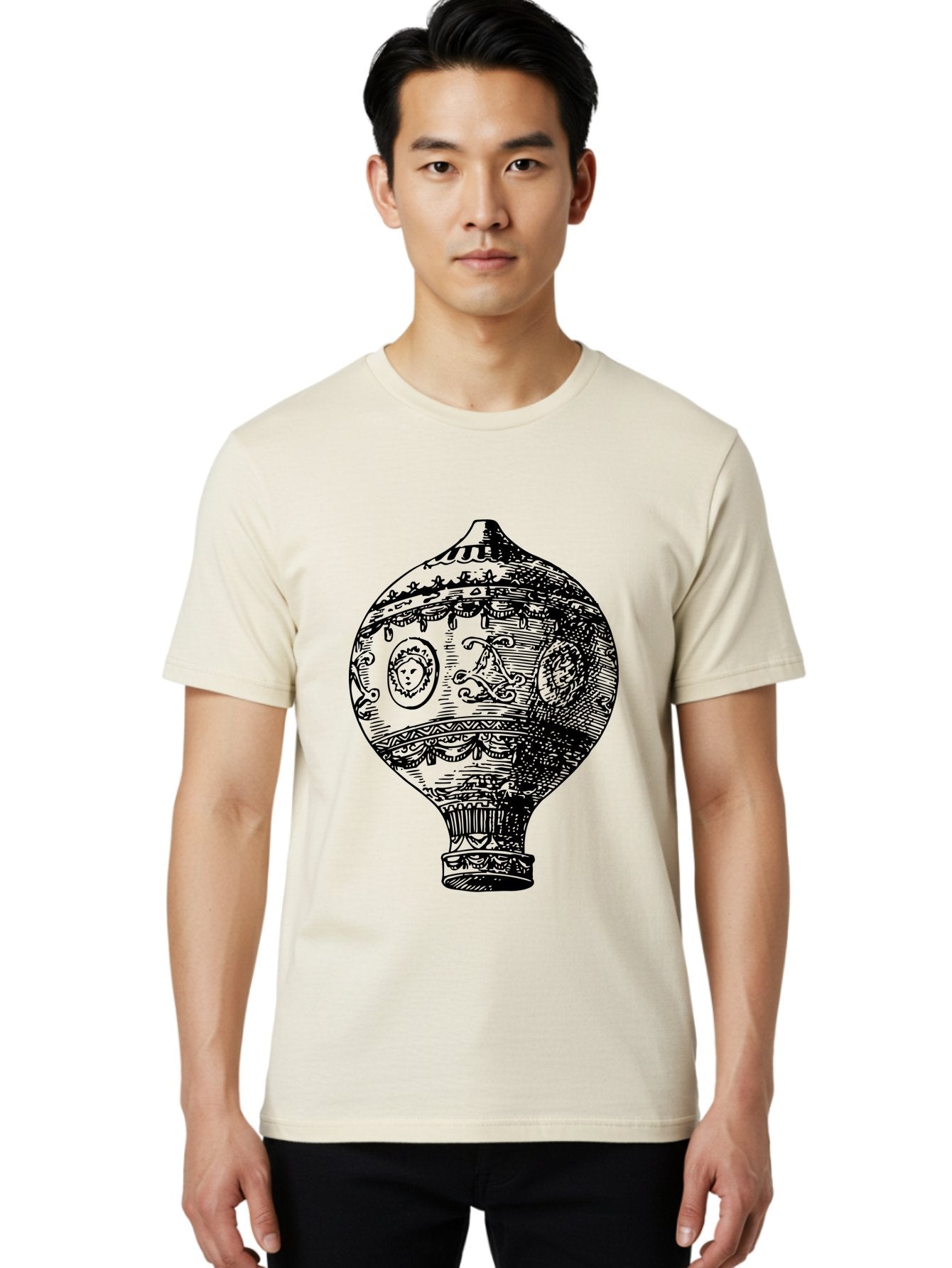 Ornate-Vase Men'S Graphic Tee, 100% Cotton, Comfortable Casual Summer Wear, Machine Washable, Perfume Bottle, Vintage Bottle, Ornate Design, Black Illustration, Decorative Art, Antique Style, Luxury Fragrance, Intricate Details, Aad799 24
