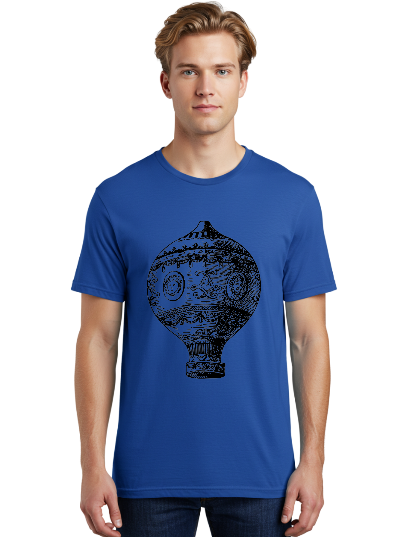 Ornate-Vase Men'S Graphic Tee, 100% Cotton, Comfortable Casual Summer Wear, Machine Washable, Perfume Bottle, Vintage Bottle, Ornate Design, Black Illustration, Decorative Art, Antique Style, Luxury Fragrance, Intricate Details, Aad799