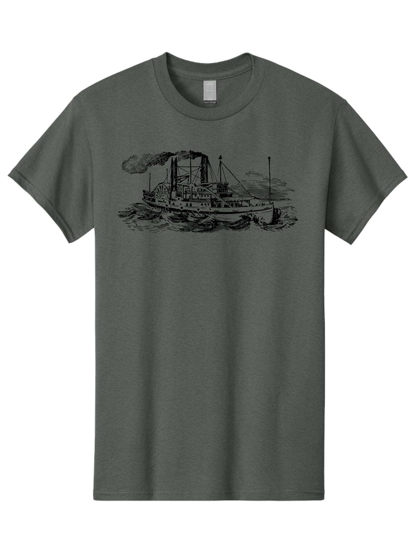 Paddle-Steamer Men'S Graphic Tee, 100% Cotton, Comfortable Casual Summer Wear, Machine Washable, Steamboat On The Water, Paddle Wheel, Vintage Illustration, Historic Vessel, Maritime History, Classic Design, Retro Style, Aad800 10