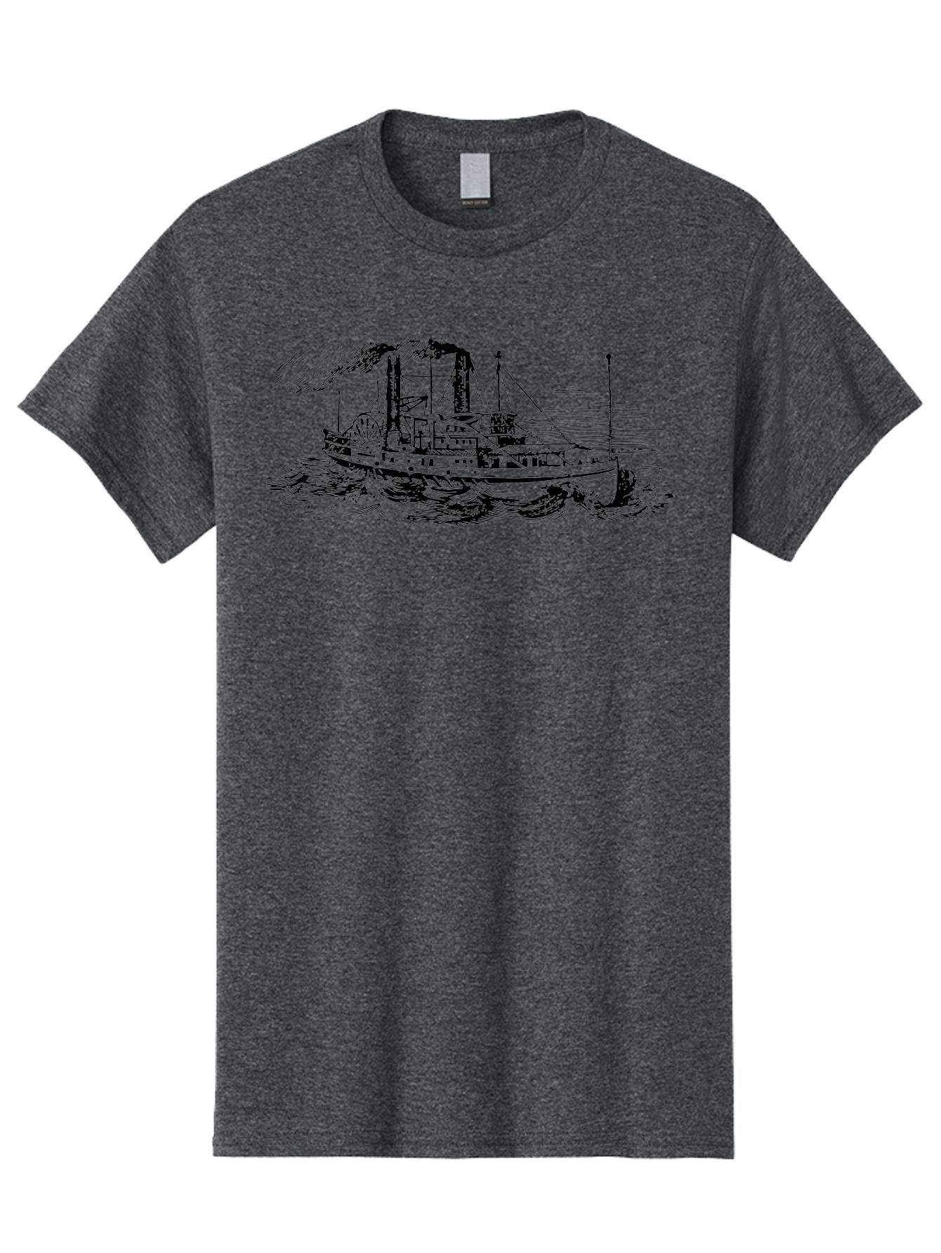 Paddle-Steamer Men'S Graphic Tee, 100% Cotton, Comfortable Casual Summer Wear, Machine Washable, Steamboat On The Water, Paddle Wheel, Vintage Illustration, Historic Vessel, Maritime History, Classic Design, Retro Style, Aad800