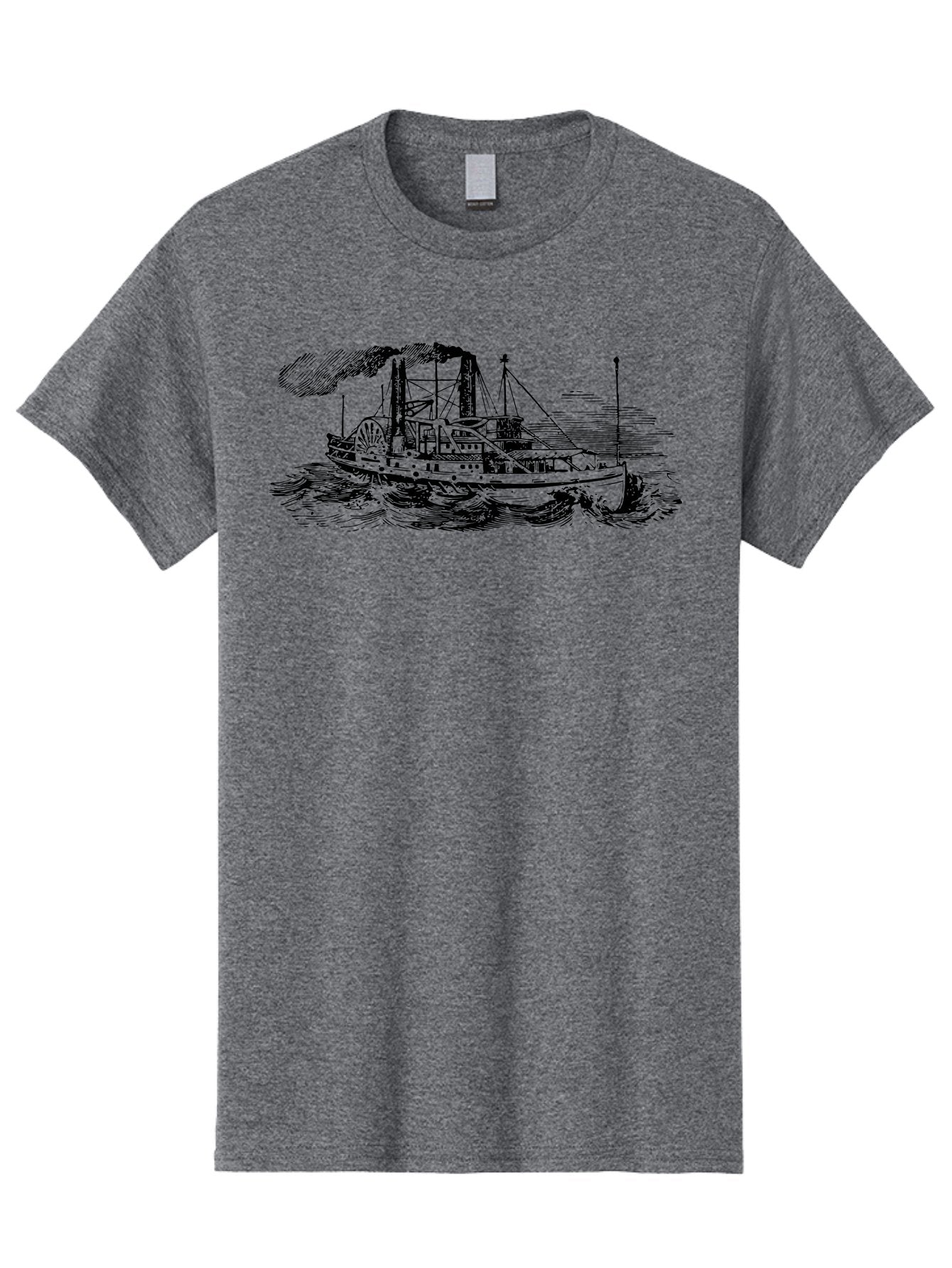 Paddle-Steamer Men'S Graphic Tee, 100% Cotton, Comfortable Casual Summer Wear, Machine Washable, Steamboat On The Water, Paddle Wheel, Vintage Illustration, Historic Vessel, Maritime History, Classic Design, Retro Style, Aad800 12