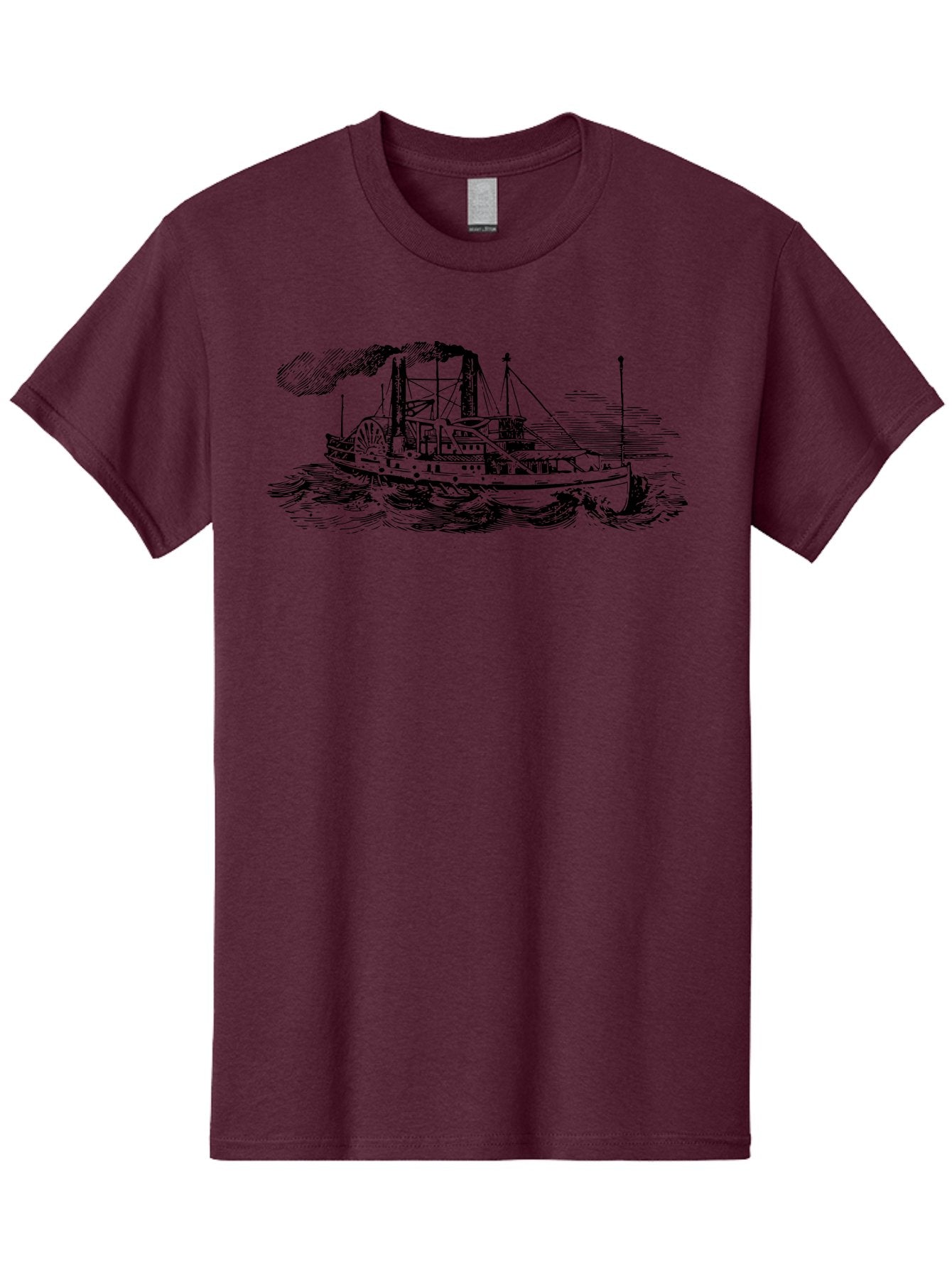Paddle-Steamer Men'S Graphic Tee, 100% Cotton, Comfortable Casual Summer Wear, Machine Washable, Steamboat On The Water, Paddle Wheel, Vintage Illustration, Historic Vessel, Maritime History, Classic Design, Retro Style, Aad800 13