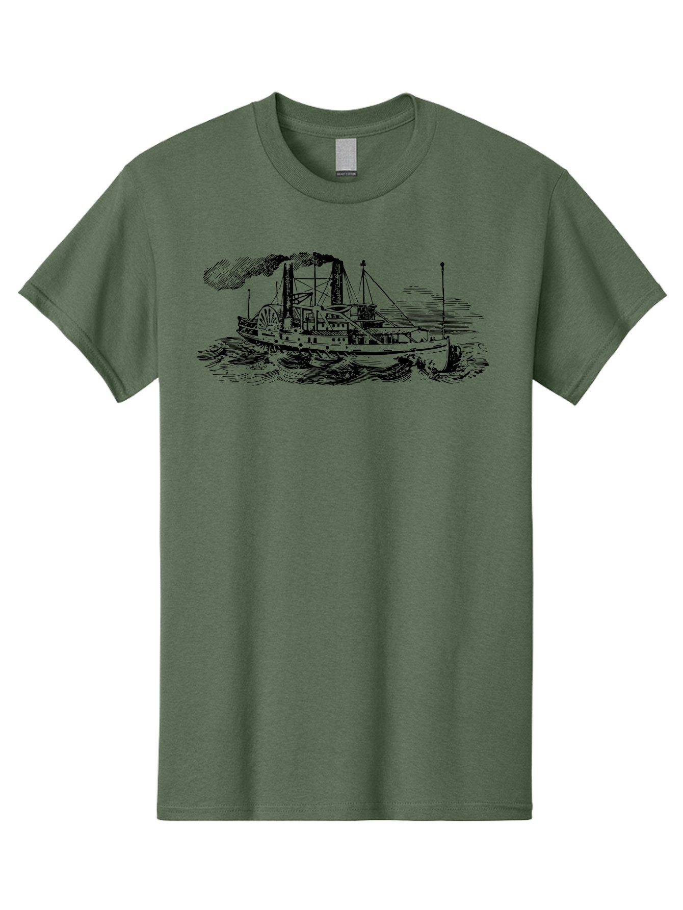 Paddle-Steamer Men'S Graphic Tee, 100% Cotton, Comfortable Casual Summer Wear, Machine Washable, Steamboat On The Water, Paddle Wheel, Vintage Illustration, Historic Vessel, Maritime History, Classic Design, Retro Style, Aad800 7