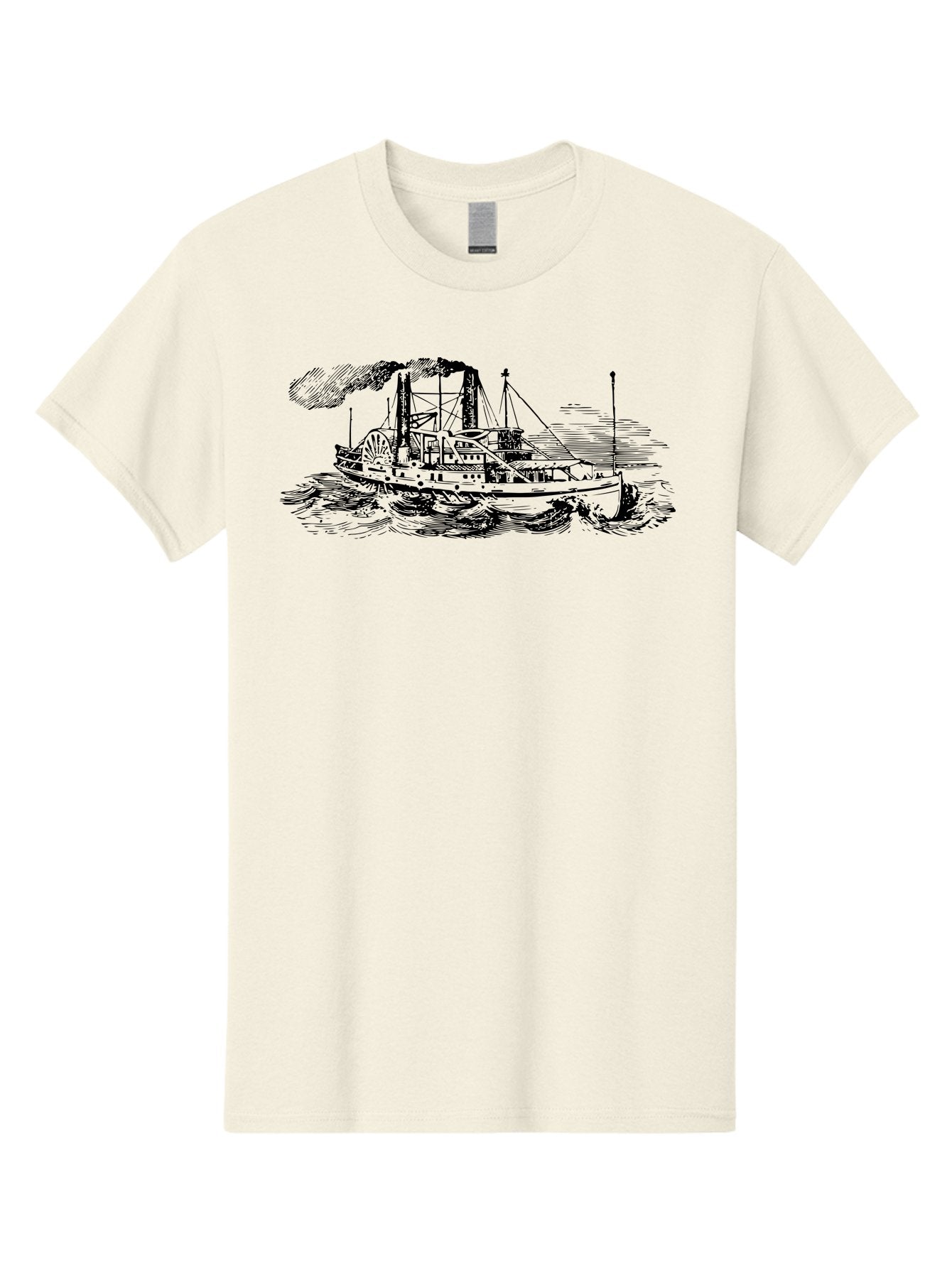 Paddle-Steamer Men'S Graphic Tee, 100% Cotton, Comfortable Casual Summer Wear, Machine Washable, Steamboat On The Water, Paddle Wheel, Vintage Illustration, Historic Vessel, Maritime History, Classic Design, Retro Style, Aad800 6
