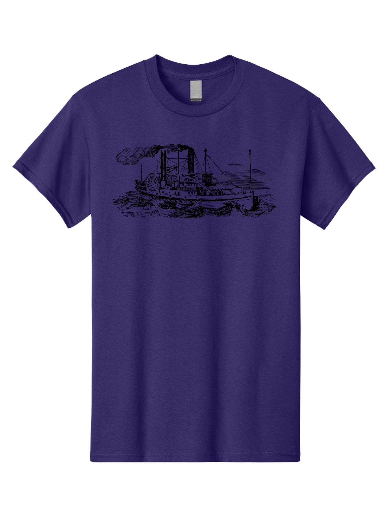 Paddle-Steamer Men'S Graphic Tee, 100% Cotton, Comfortable Casual Summer Wear, Machine Washable, Steamboat On The Water, Paddle Wheel, Vintage Illustration, Historic Vessel, Maritime History, Classic Design, Retro Style, Aad800 14