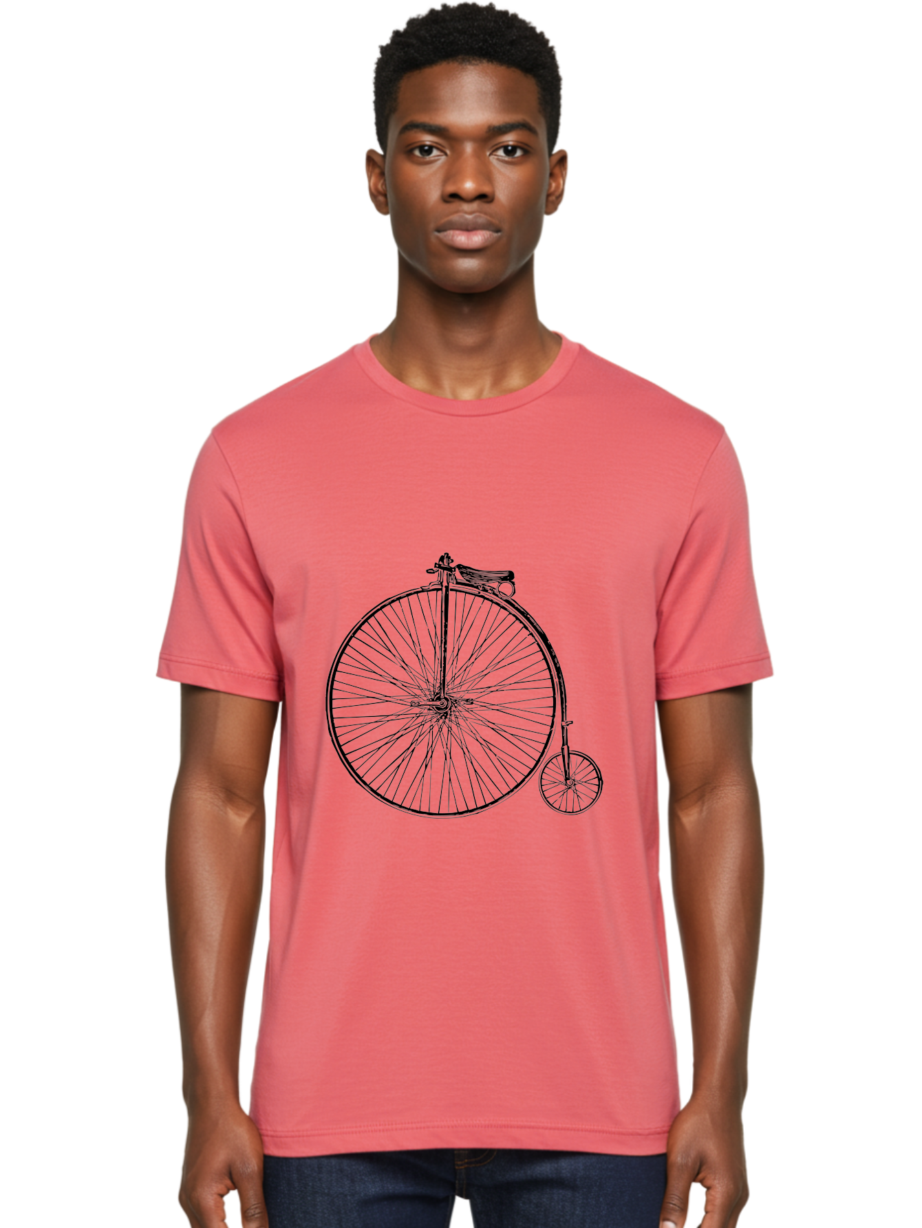 Penny-Farthing-Bicycle Men'S Graphic Tee, 100% Cotton, Comfortable Casual Summer Wear, Machine Washable, Vintage Bicycle, Penny Farthing Design, Classic Cycle, Historic Bike, Large Front Wheel, Small Rear Wheel, Antique Transport, Aad801 16