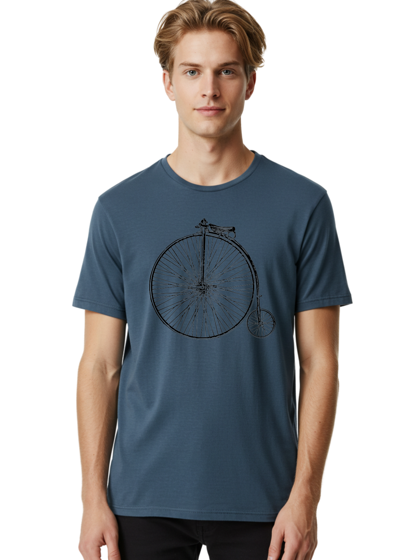 Penny-Farthing-Bicycle Men'S Graphic Tee, 100% Cotton, Comfortable Casual Summer Wear, Machine Washable, Vintage Bicycle, Penny Farthing Design, Classic Cycle, Historic Bike, Large Front Wheel, Small Rear Wheel, Antique Transport, Aad801 6