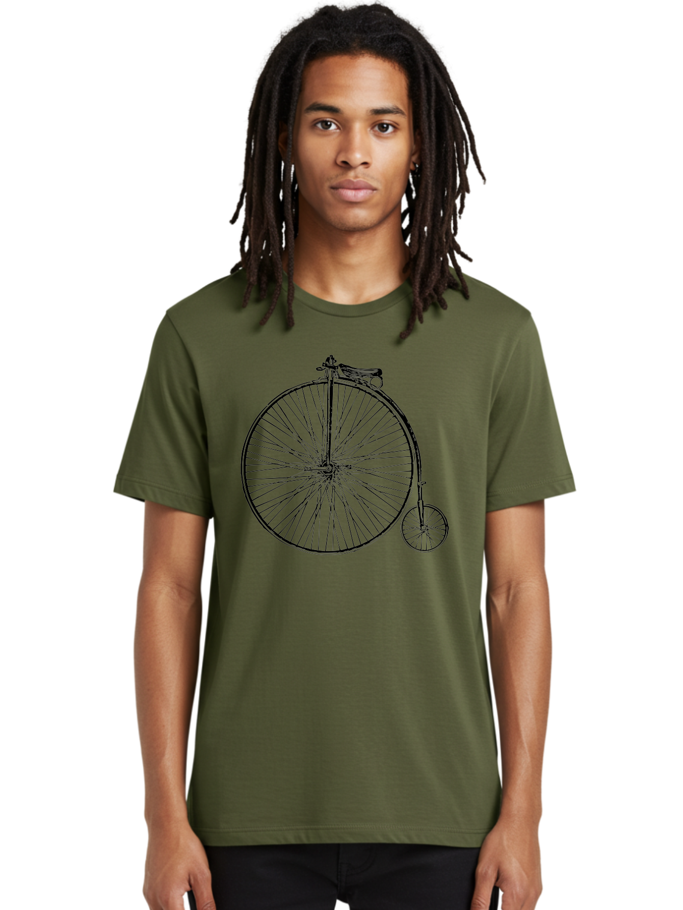 Penny-Farthing-Bicycle Men'S Graphic Tee, 100% Cotton, Comfortable Casual Summer Wear, Machine Washable, Vintage Bicycle, Penny Farthing Design, Classic Cycle, Historic Bike, Large Front Wheel, Small Rear Wheel, Antique Transport, Aad801 30