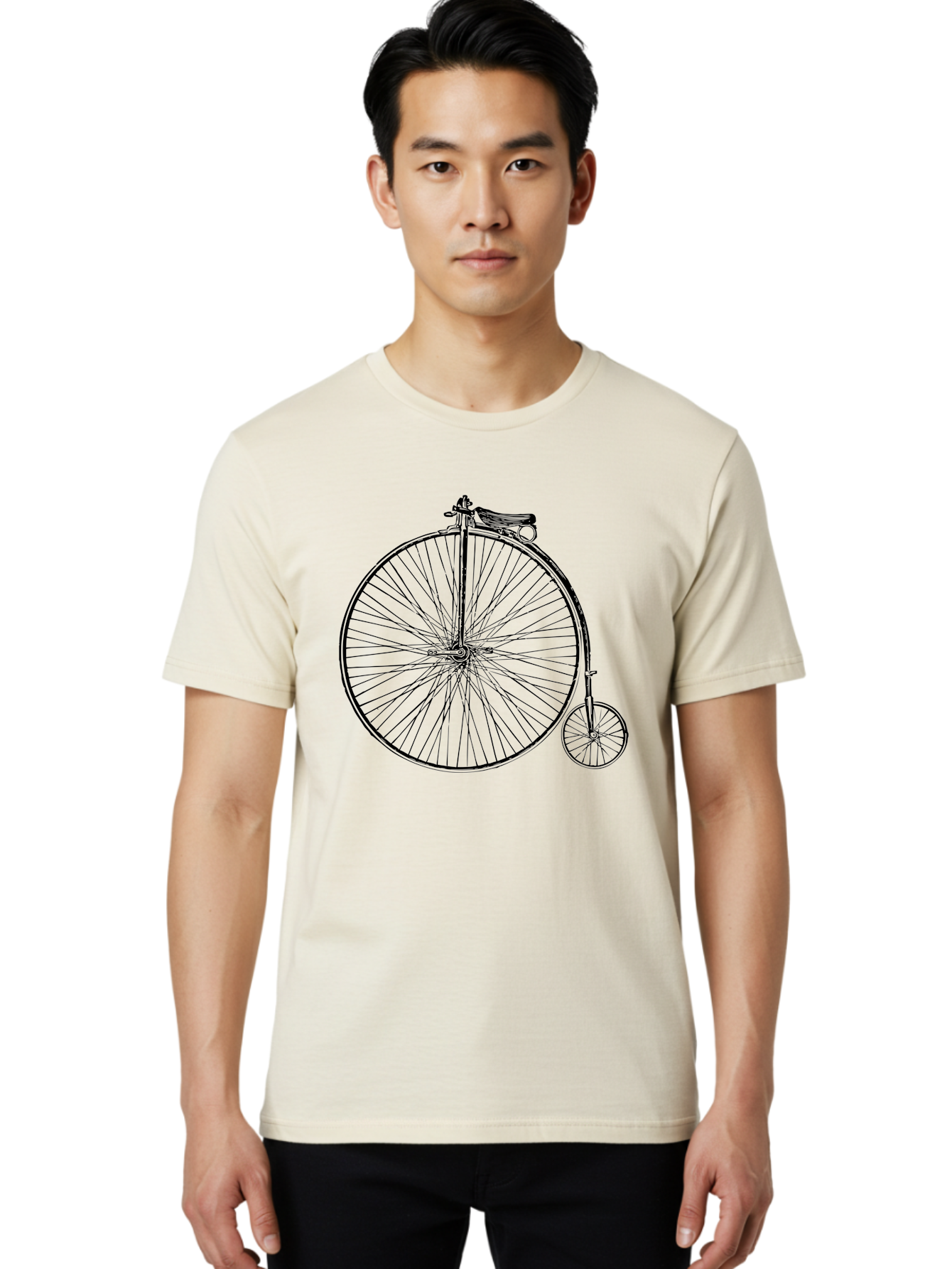 Penny-Farthing-Bicycle Men'S Graphic Tee, 100% Cotton, Comfortable Casual Summer Wear, Machine Washable, Vintage Bicycle, Penny Farthing Design, Classic Cycle, Historic Bike, Large Front Wheel, Small Rear Wheel, Antique Transport, Aad801 8