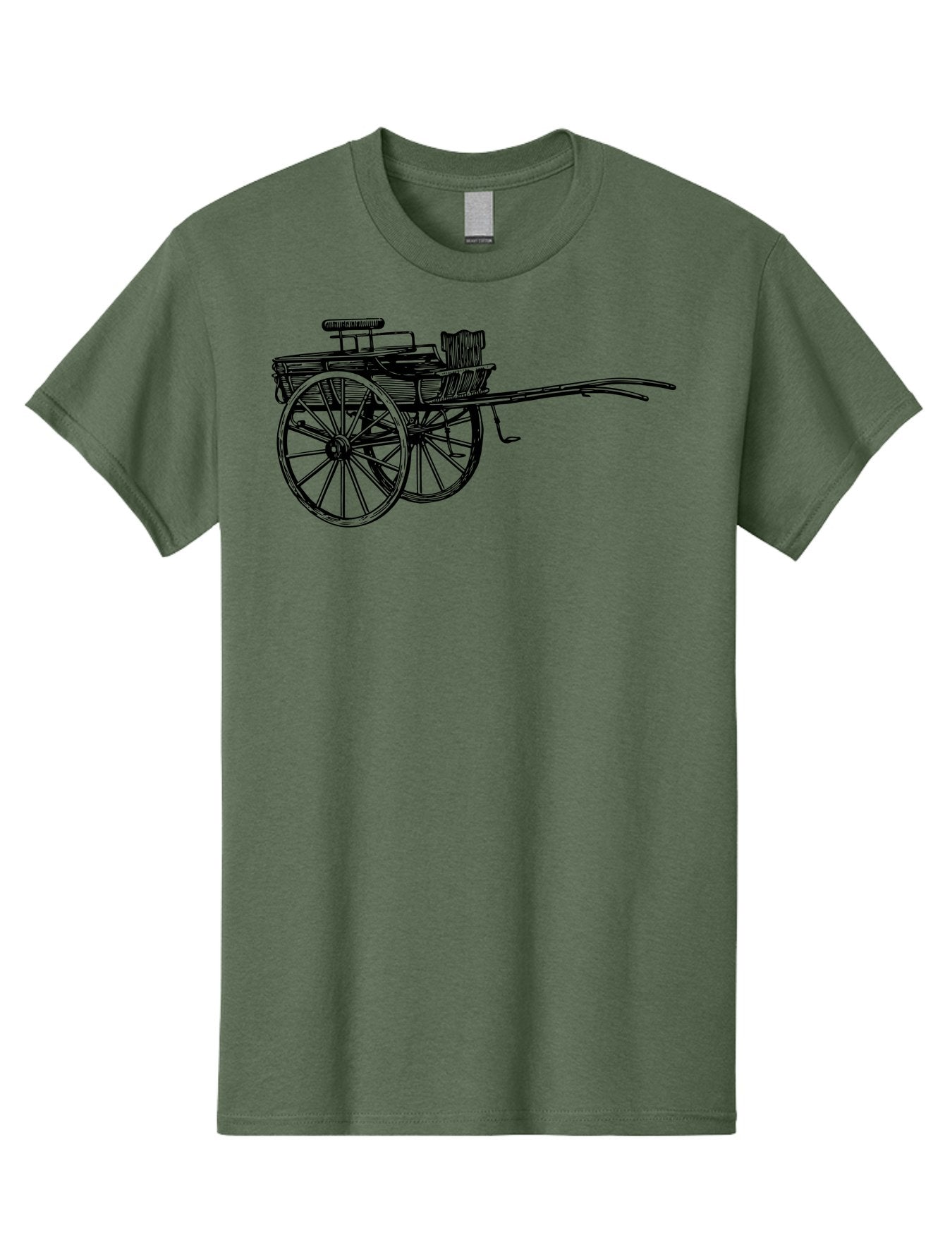 Rickshaw-Illustration Men'S Graphic Tee, 100% Cotton, Comfortable Casual Summer Wear, Machine Washable, Vintage Rickshaw, Traditional Transportation, Old-Fashioned Vehicle, Wooden Cart, Hand-Drawn Carriage, Classic Design, Retro Style, Aad802 5