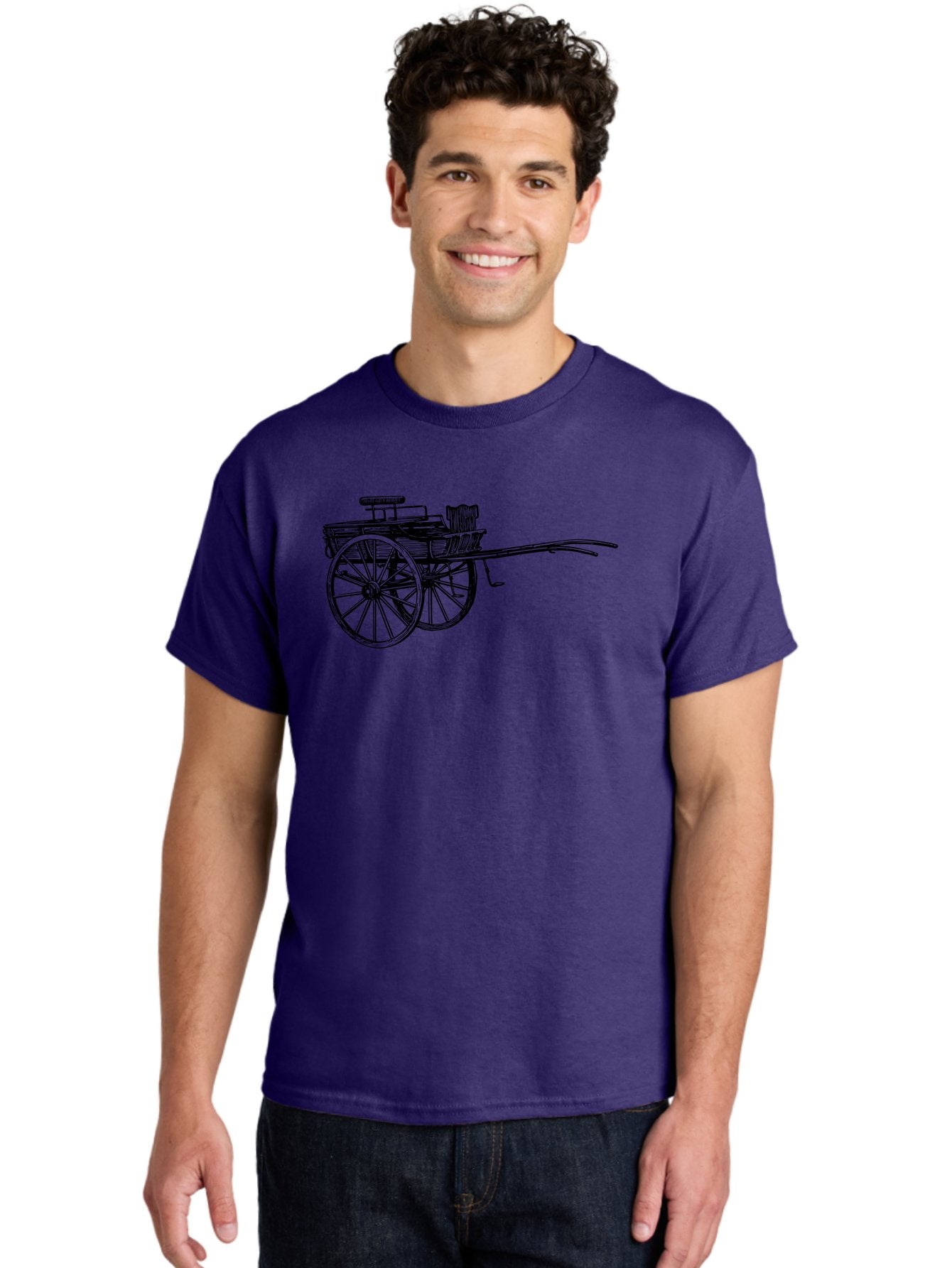 Rickshaw-Illustration Men'S Graphic Tee, 100% Cotton, Comfortable Casual Summer Wear, Machine Washable, Vintage Rickshaw, Traditional Transportation, Old-Fashioned Vehicle, Wooden Cart, Hand-Drawn Carriage, Classic Design, Retro Style, Aad802 16