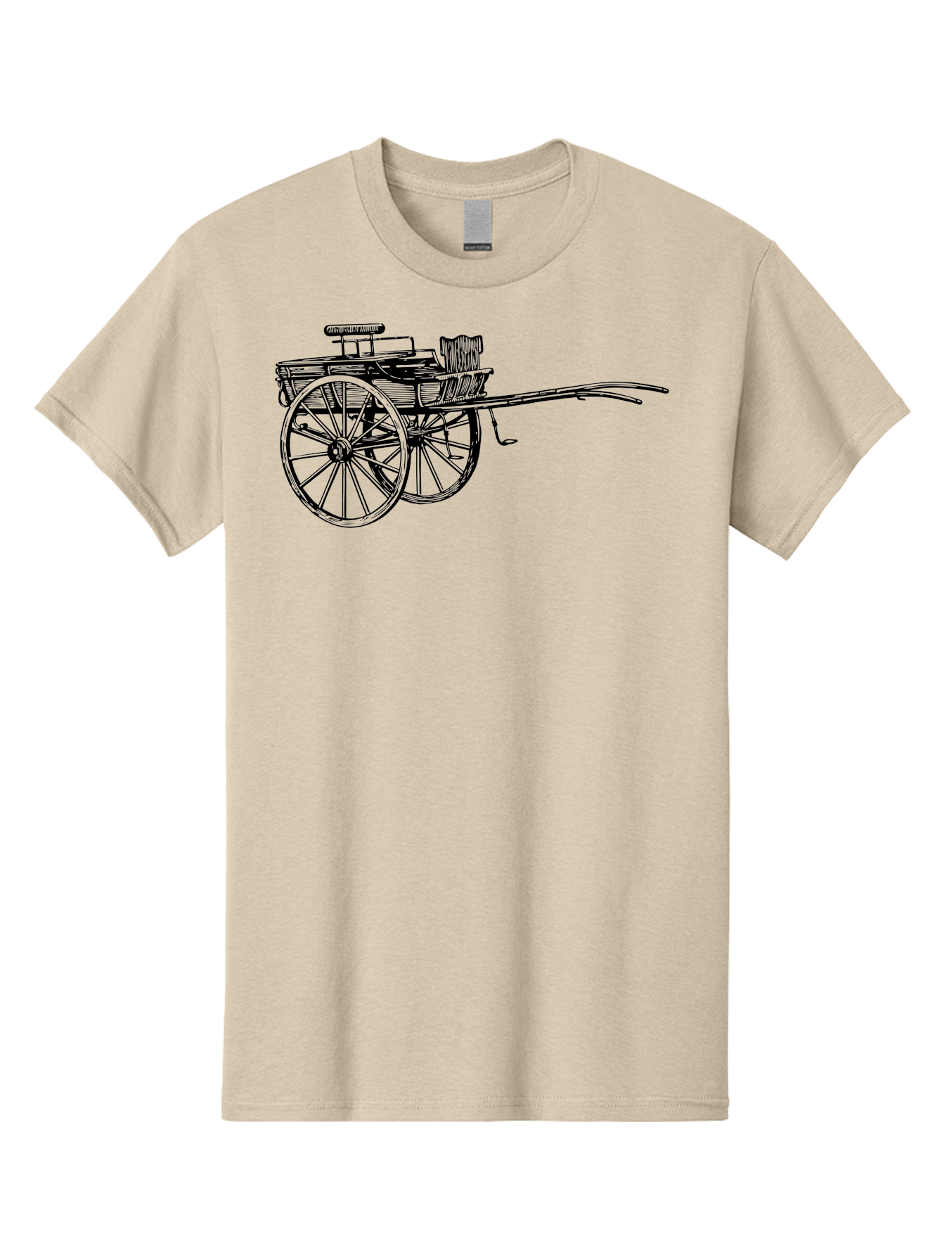 Rickshaw-Illustration Men'S Graphic Tee, 100% Cotton, Comfortable Casual Summer Wear, Machine Washable, Vintage Rickshaw, Traditional Transportation, Old-Fashioned Vehicle, Wooden Cart, Hand-Drawn Carriage, Classic Design, Retro Style, Aad802