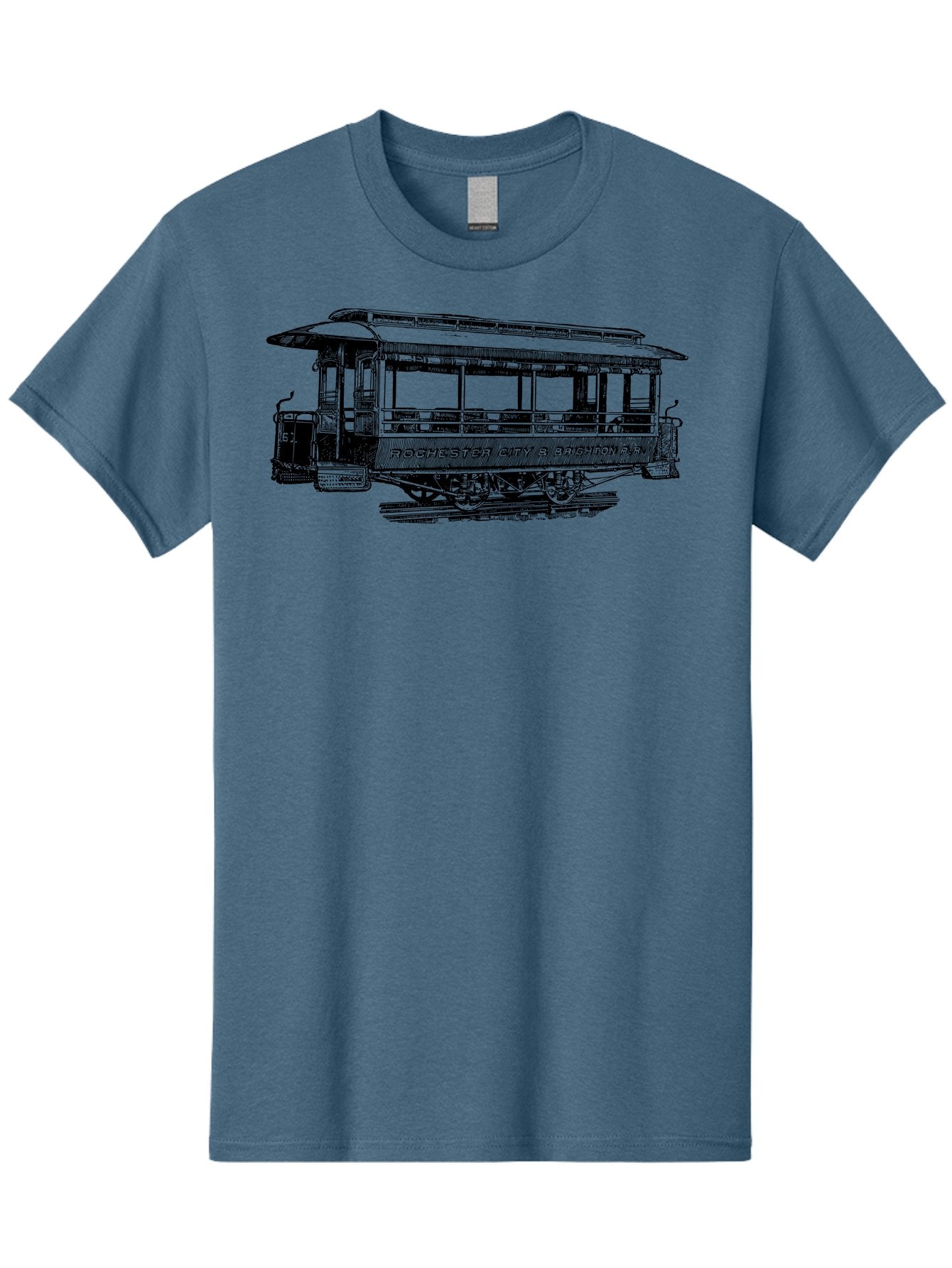 Rochester-City-Brighton-Railroad Men'S Graphic Tee, 100% Cotton, Comfortable Casual Summer Wear, Machine Washable, Vintage Trolley, Railway Transportation, Rochester City & Brighton Railroad, Historic Streetcar, Classic Transportation, Aad803 5