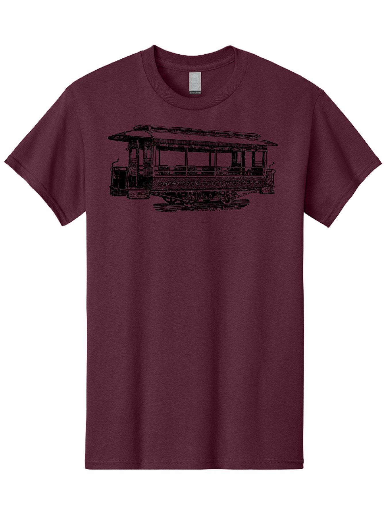 Rochester-City-Brighton-Railroad Men'S Graphic Tee, 100% Cotton, Comfortable Casual Summer Wear, Machine Washable, Vintage Trolley, Railway Transportation, Rochester City & Brighton Railroad, Historic Streetcar, Classic Transportation, Aad803 10