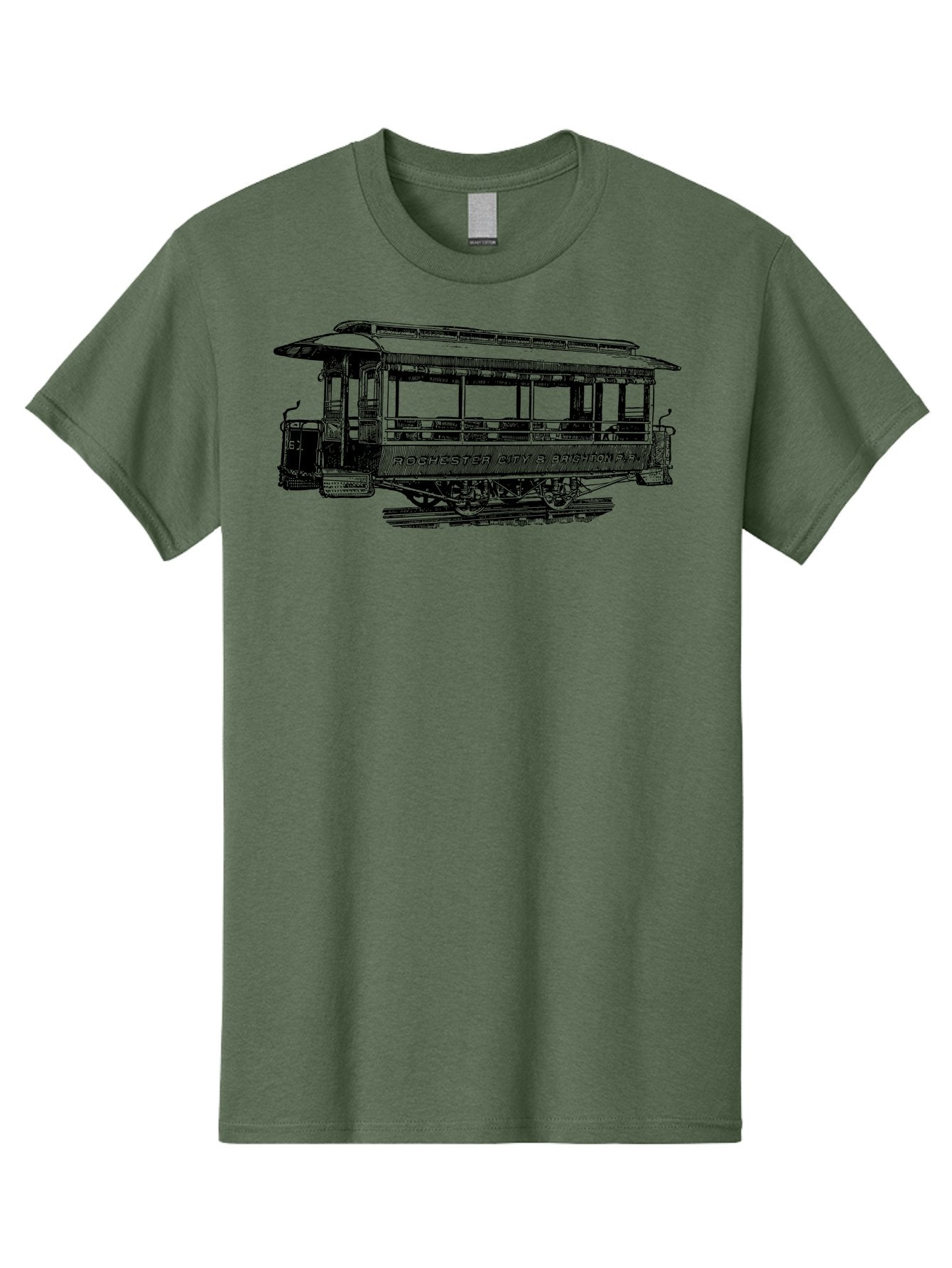 Rochester-City-Brighton-Railroad Men'S Graphic Tee, 100% Cotton, Comfortable Casual Summer Wear, Machine Washable, Vintage Trolley, Railway Transportation, Rochester City & Brighton Railroad, Historic Streetcar, Classic Transportation, Aad803 3