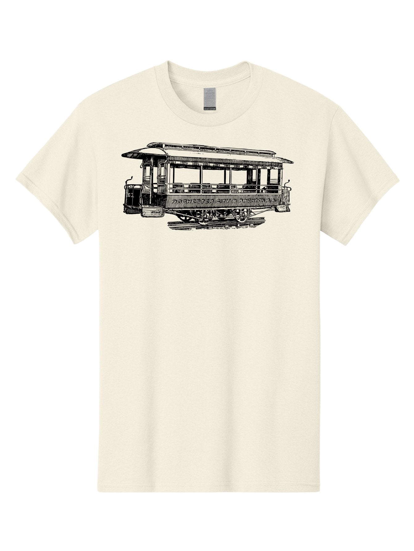 Rochester-City-Brighton-Railroad Men'S Graphic Tee, 100% Cotton, Comfortable Casual Summer Wear, Machine Washable, Vintage Trolley, Railway Transportation, Rochester City & Brighton Railroad, Historic Streetcar, Classic Transportation, Aad803 15