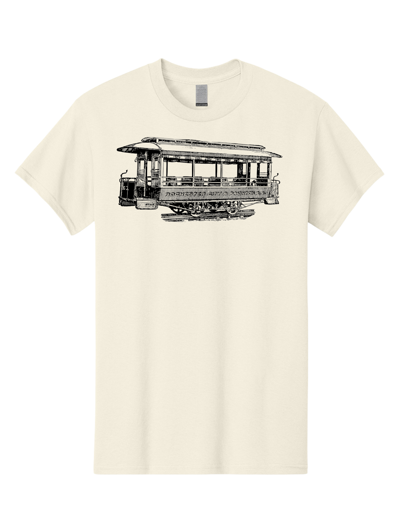 Rochester-City-Brighton-Railroad Men'S Graphic Tee, 100% Cotton, Comfortable Casual Summer Wear, Machine Washable, Vintage Trolley, Railway Transportation, Rochester City & Brighton Railroad, Historic Streetcar, Classic Transportation, Aad803