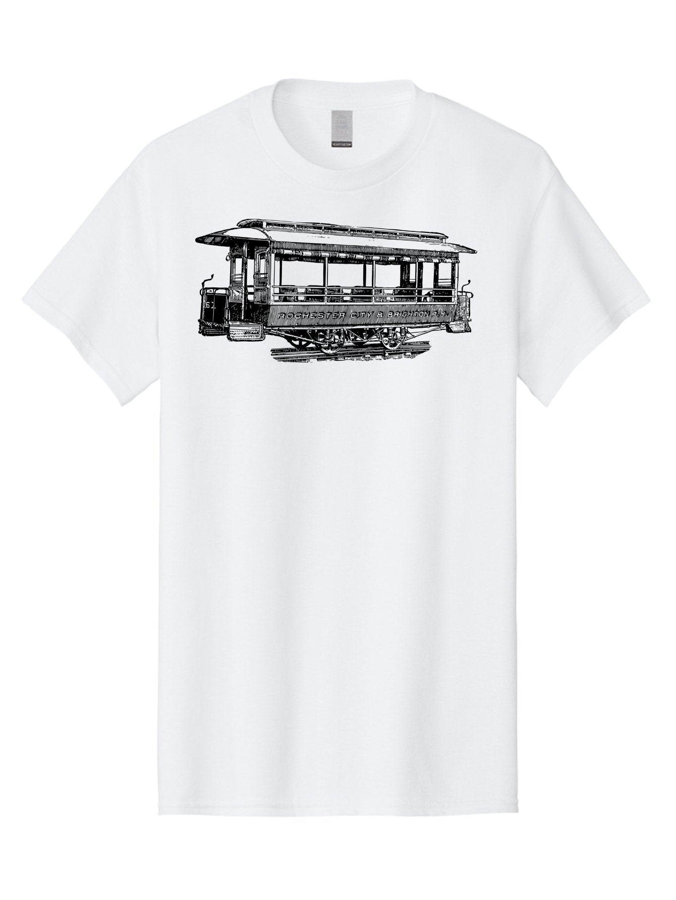 Rochester-City-Brighton-Railroad Men'S Graphic Tee, 100% Cotton, Comfortable Casual Summer Wear, Machine Washable, Vintage Trolley, Railway Transportation, Rochester City & Brighton Railroad, Historic Streetcar, Classic Transportation, Aad803 9